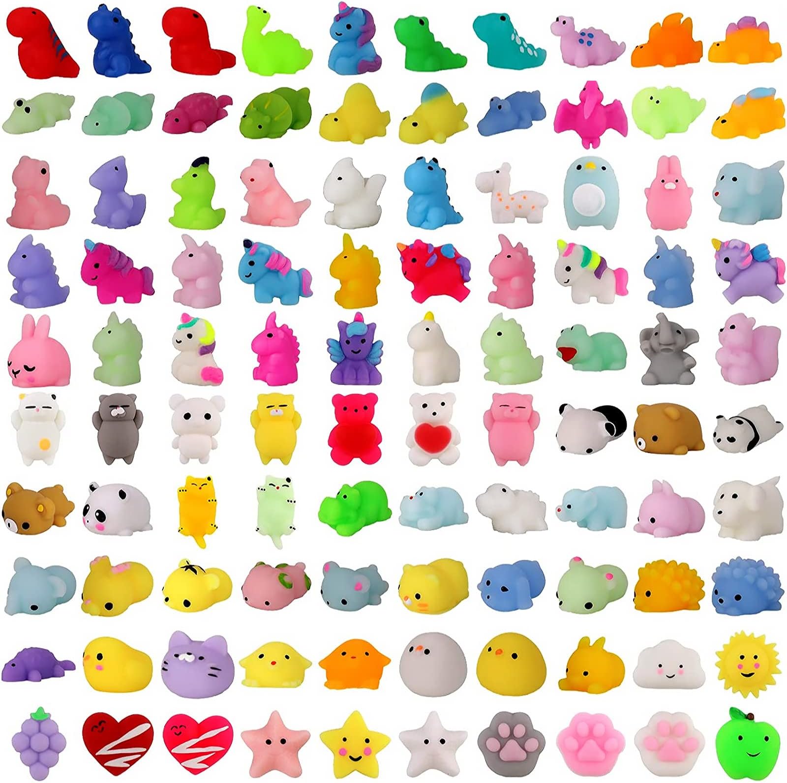 Yscare Squishies 100 Pcs Mochi Squishy Toys,Kids Party Favors Kawaii Mini Squishy Toy,Stress Relief Toys Squishies Bulk Toys, Classroom Prizes Birthday Party Gifts for Kids Adults