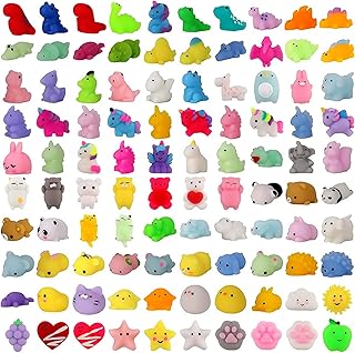 Squishies 100 Pcs Mochi Squishy Toys,Kids Party Favors Kawaii Mini Squishy Toy,Stress Relief Toys Squishies Bulk Toys, Classroom Prizes Birthday Party Gifts for Kids Adults