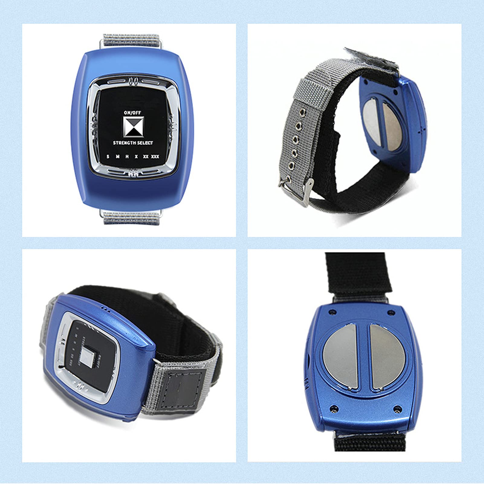 Dispositivo Antirronquidos,Pare el Ronquido Reloj de Pulsera para Anti-Ronquidos,Inteligente Dispositivos de solución de ronquidos de Ayuda, 3 Modos y 6 Marchas,USB Recargable,Azul