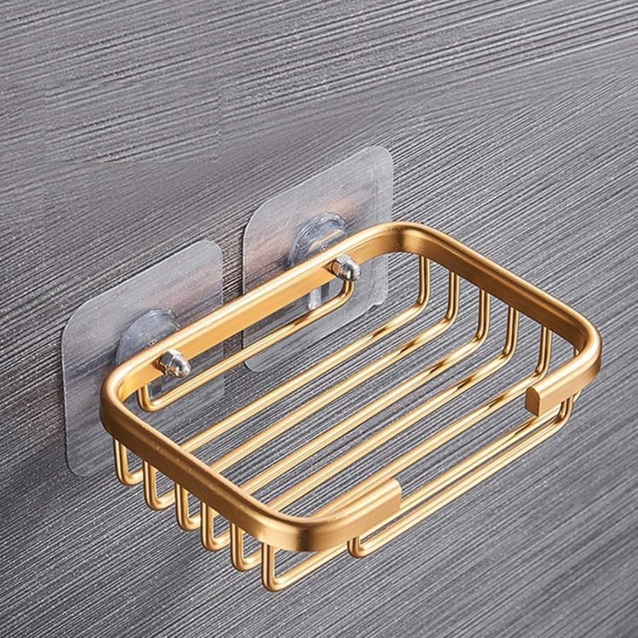 Gold Bar Soap Holder for Shower Wall,Stainless Steel Adhesive Soap Dish for Bathroom,Drill Free Soap Holder Storage Rack Bathroom Soap Dishes