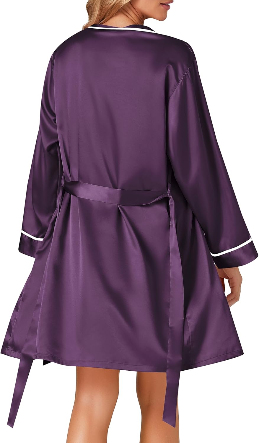 Vrtige Women's 3pcs Satin Pajamas Set Cami Top and Shorts Sleepwear PJs Set with Robe - Image 2