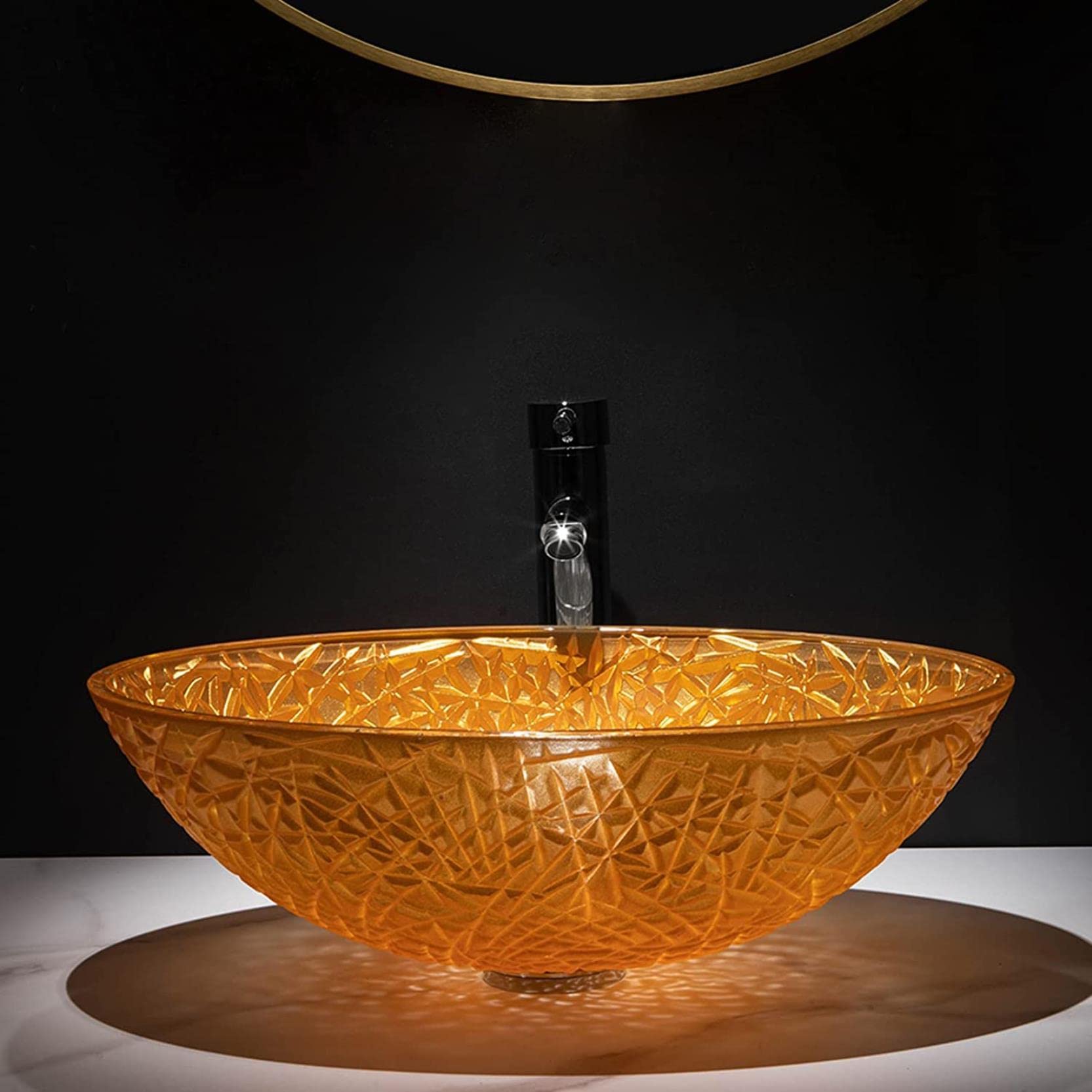 Amazon.co.jp: 洗面ボウル オレンジ クリスタルガラス 洗面ボール 現代