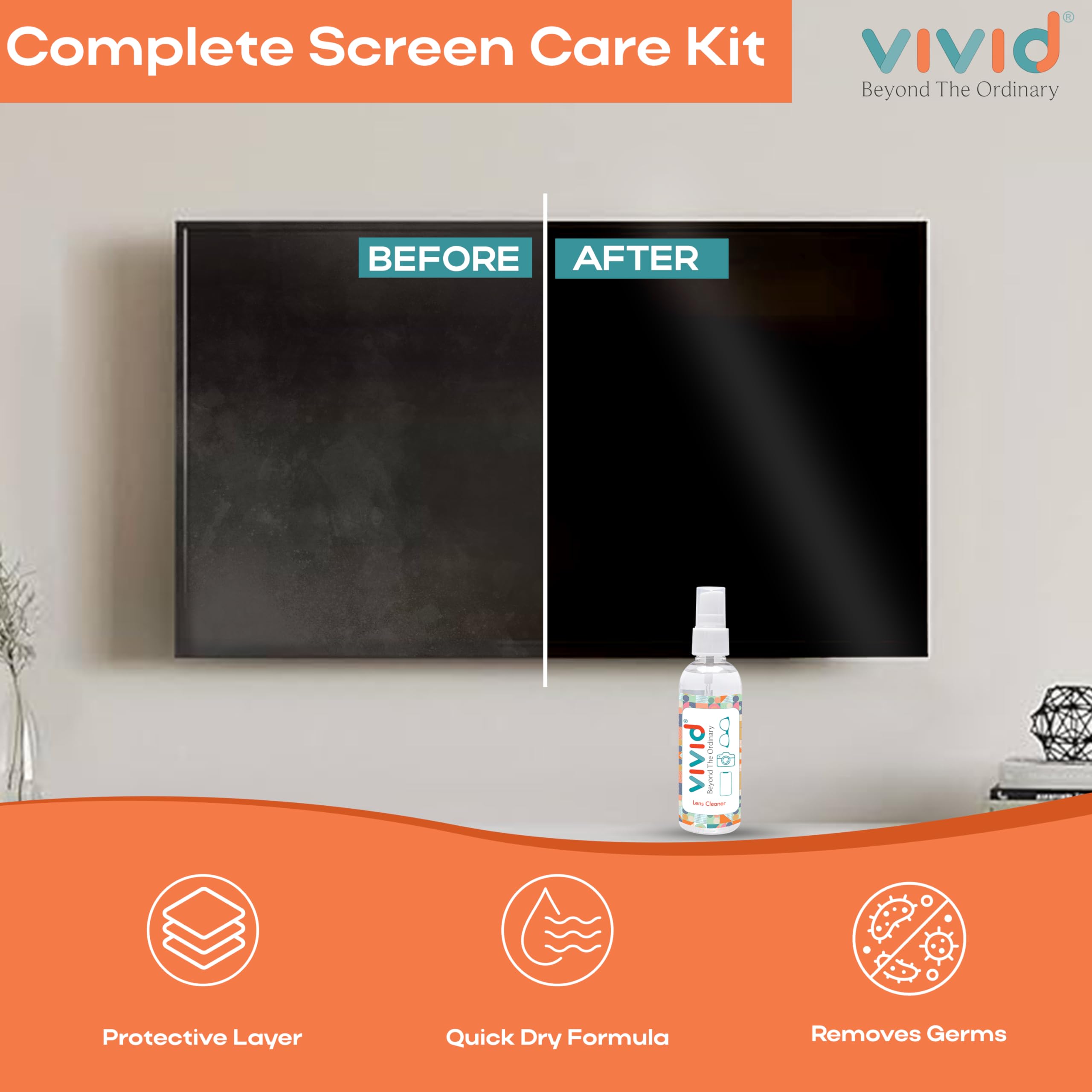Vivid Spectacle Glasses Cleaning Spray Solution – 100ml | Perfect Specs Cleaner for Eyeglasses, Sunglasses, Camera Lenses & Binoculars 2