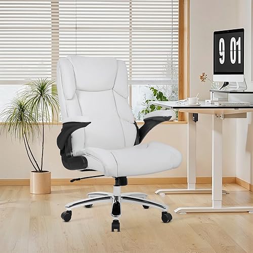 Miniatura 9 de PayLessHere Silla de oficina grande y alta, silla de escritorio ajustable de cuero ejecutivo de 400 libras con reposabrazos, silla de escritorio