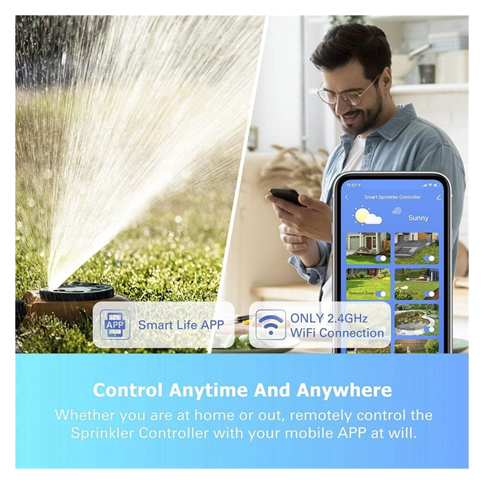 WIFI Inteligentny Sterownik Nawadniania Ogrodu Zawór Elektromagnetyczny Wody Do System Nawadnianie Zegar Podlewania(8 Way)