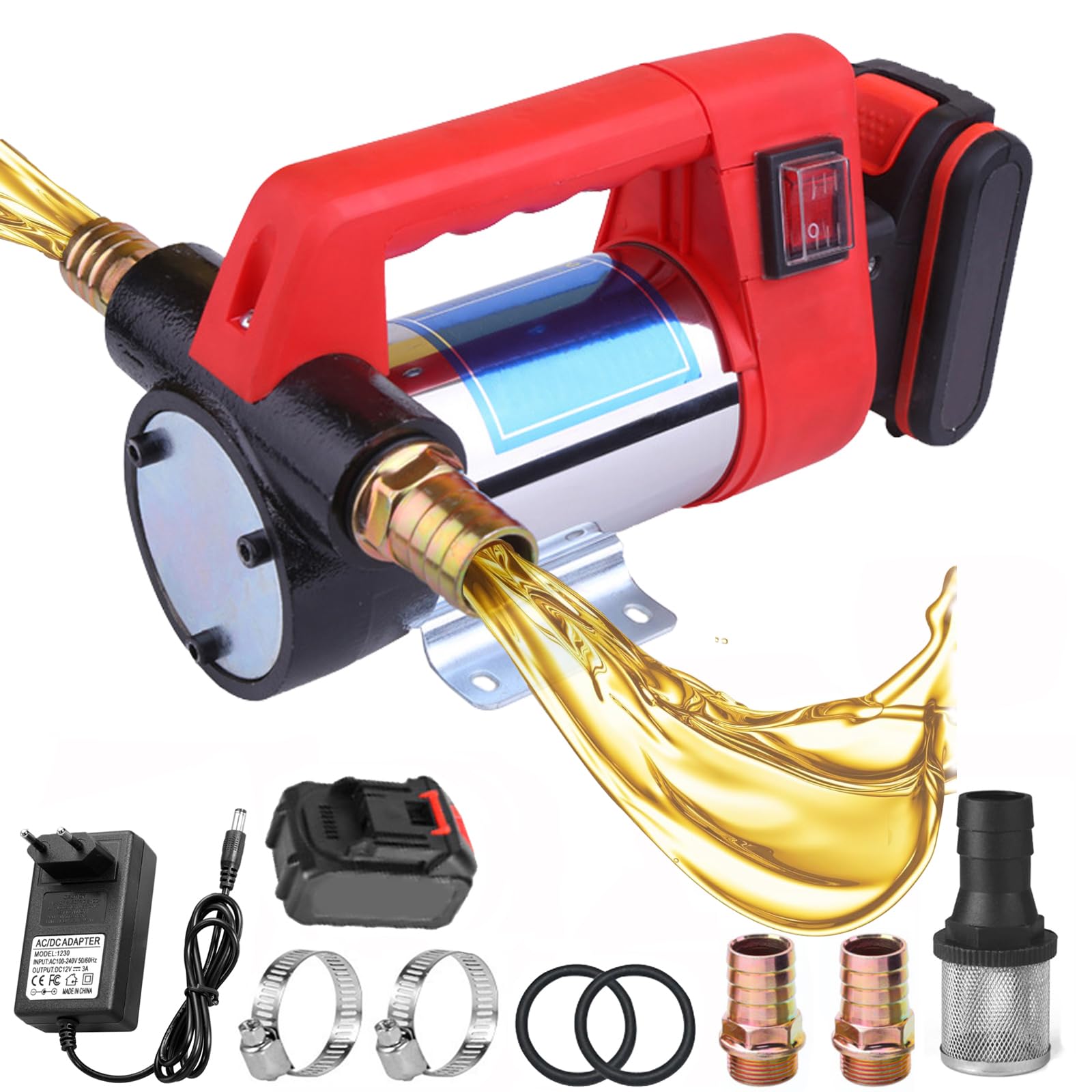 Bomba Extractora de Aceite, Eléctrica Bomba de Transferencia de Diesel con 3000mAH Batería de Litio, Bomba Extractora de Fluido Diesel Eléctrica para Diesel, Keroseno