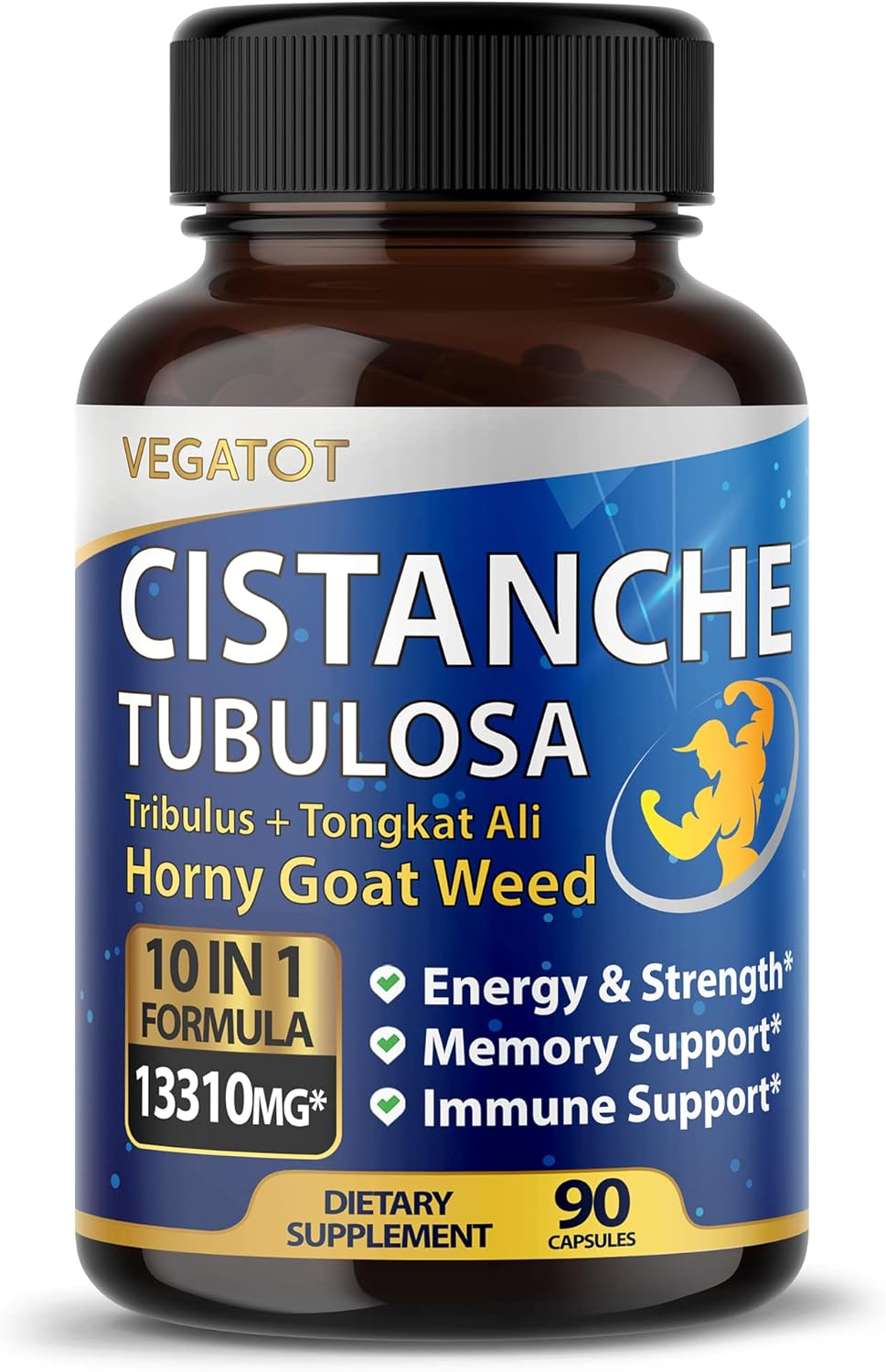 VEGATOT 10 in 1 High Strength Cistanche Tubulosa Tribulus Terrestris Horny Goat Weed 13310 mg Concentrated Extract Boost Energy Stamina Strength - Made in The USA