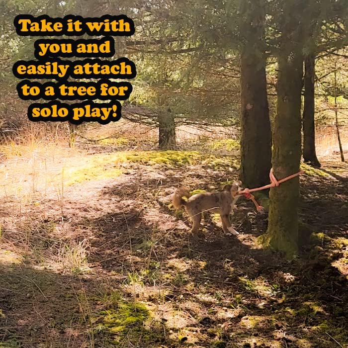 Miniatura 5 de Tumbo Remolcador de tronco  Juguete de cuerda de tronco de árbol de 8 pies de largo con mango y anillos de goma  Juguete de cuerda para perros de