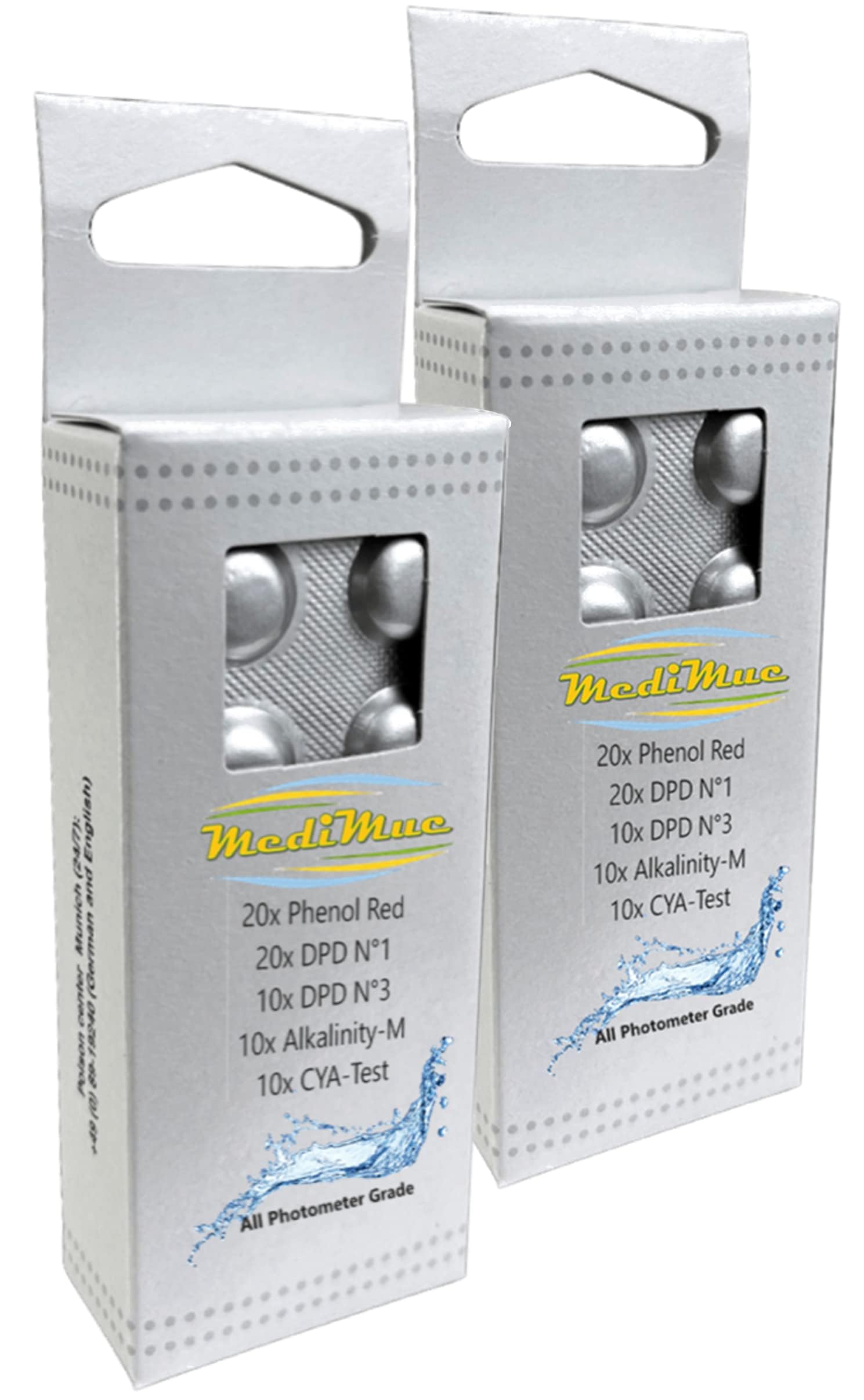 PoolLab 1.0 - 13 in 1 Photometer mit 70 Tabletten - Special Edition für MediMuc - plus einem EXTRA Tabletten Pack | 70 Tabletten, Extra Tabletten Pack