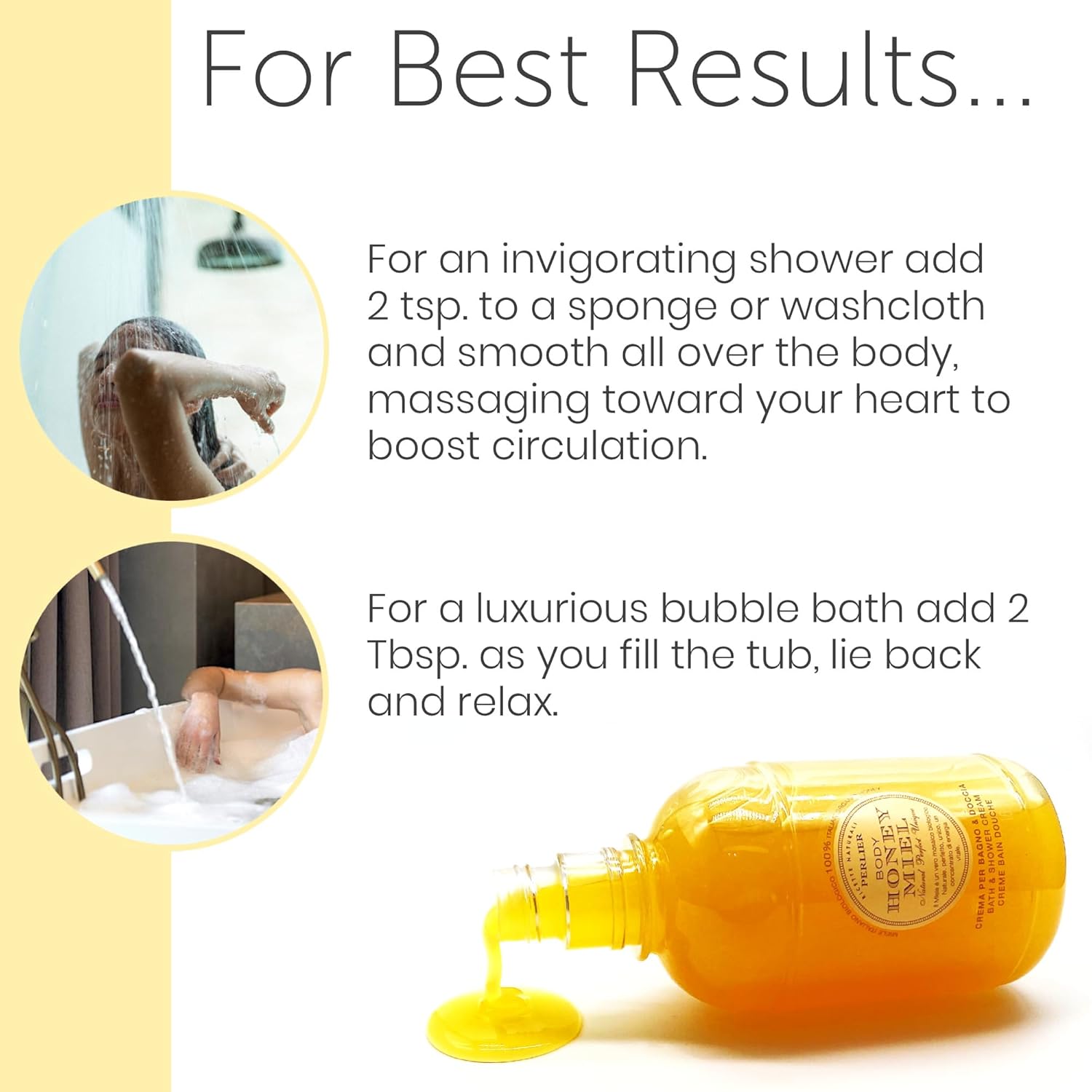 Perlier – Honey Bath Cream, 16.9 oz – Nourishing Italian Honey Bath & Shower Cleanser, Moisturizing Body Wash for Silky Soft Skin, Rich Creamy Lather with Natural Humectants - Image 3