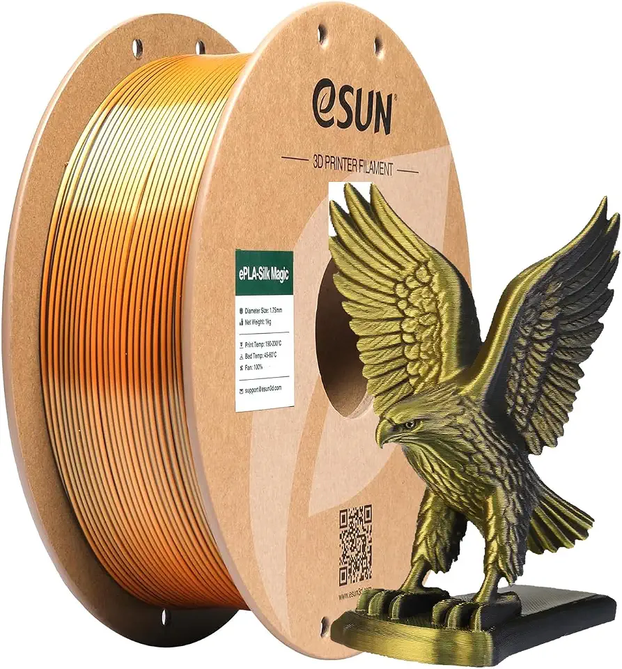 ESUN Silk Dual-Color PLA Filament 1.75mm, Silk Black Gold, 1KG (2.2 LBS) for 3D Printers