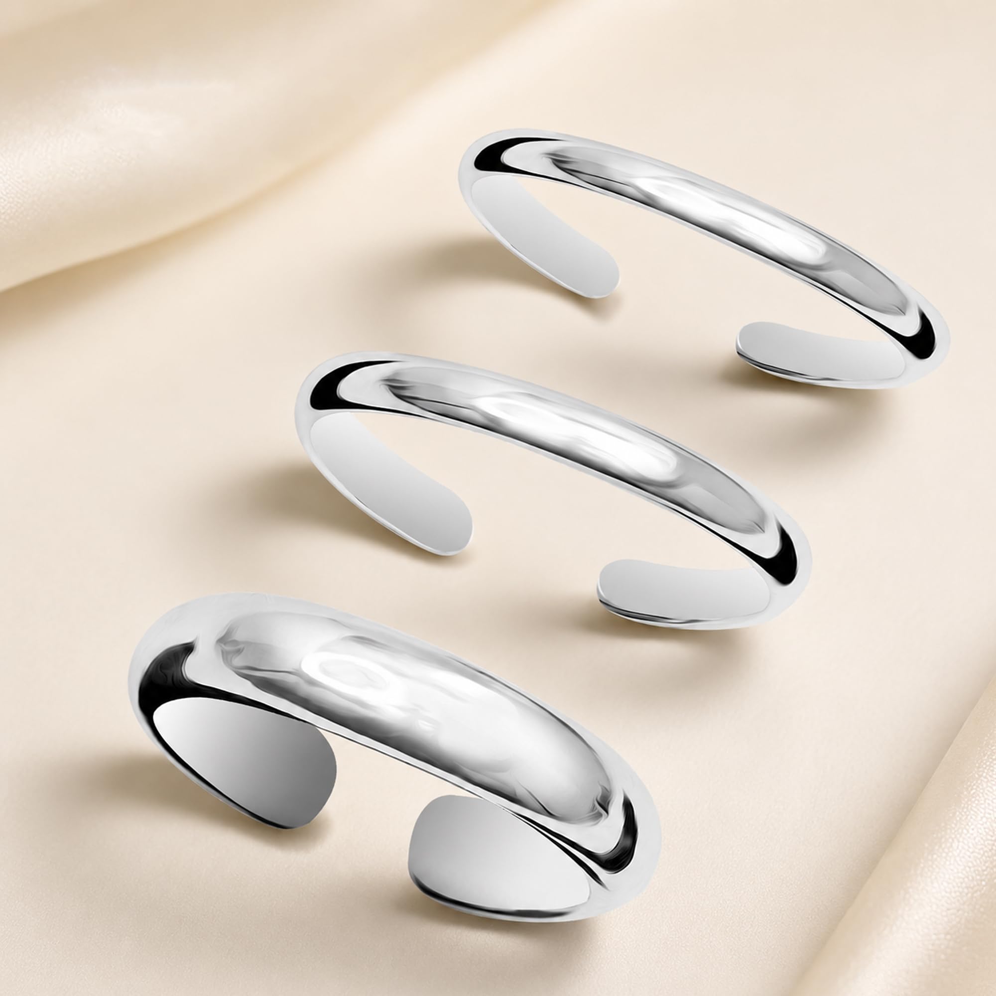 LeCalla Ensemble de Bagues de Pied Minimalistes en Argent Sterling 925, Simples et Ouvertes, Ajustables pour Femmes