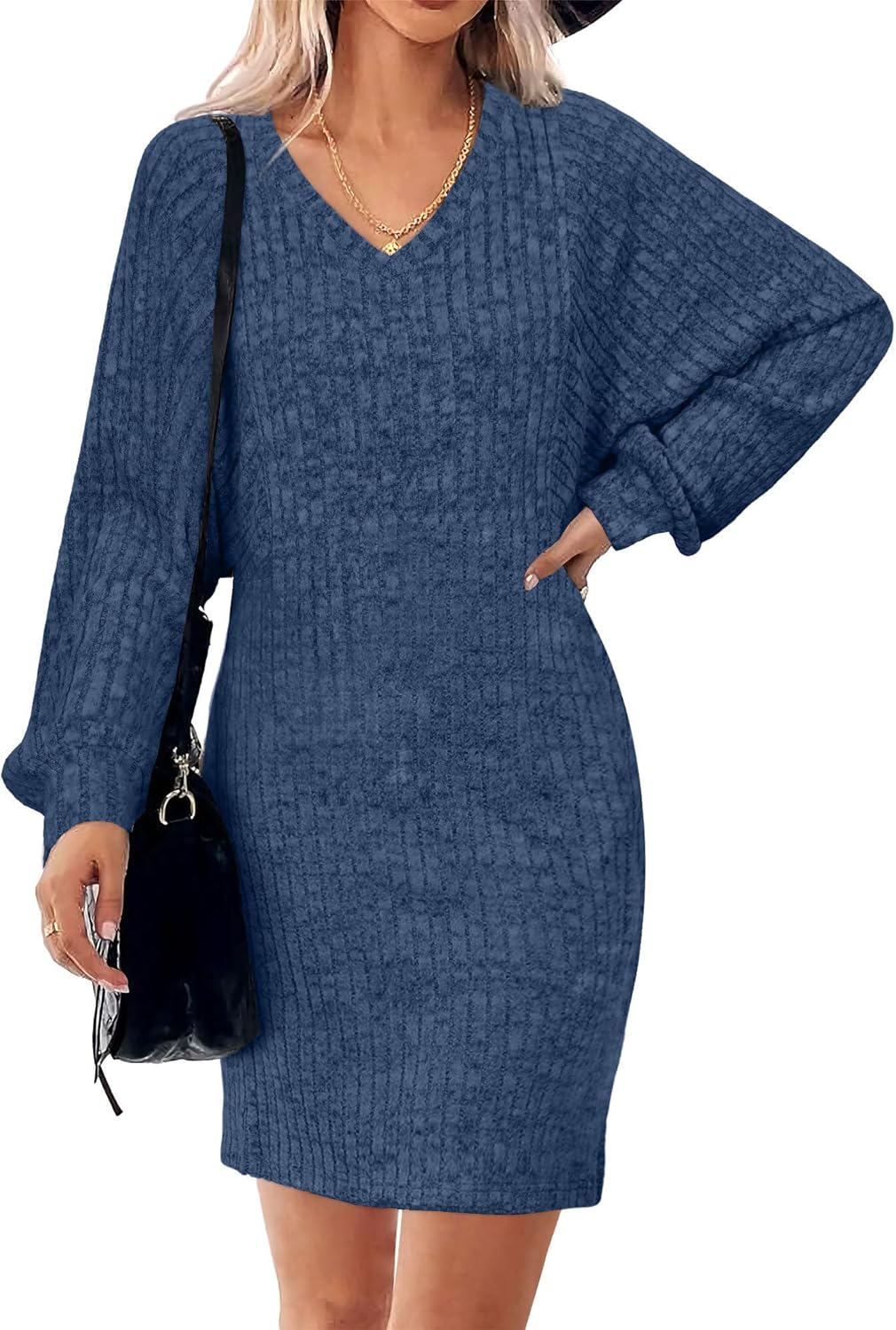 Grace's Secret Womens Ribbed Knit Sweater Dress Long Sleeve Casual Fall Winter Dresses 2025