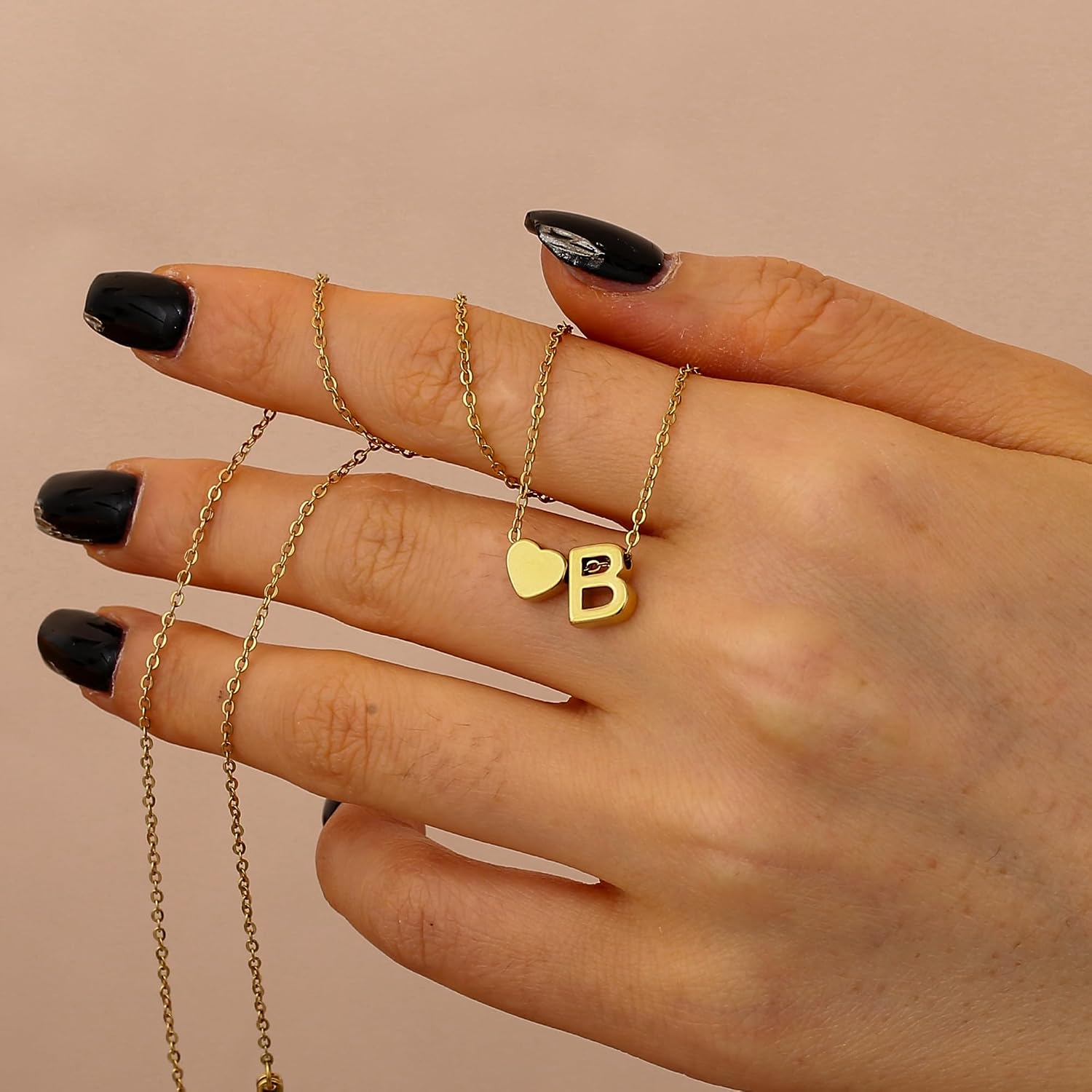 LOLIAS Gold Initial Necklace Women Heart Name Necklace Stainless Steel Gold Necklaces for Women with Tiny Heart Letter Pendant Personalised Necklace Women Girls Gifts Jewellery image 4