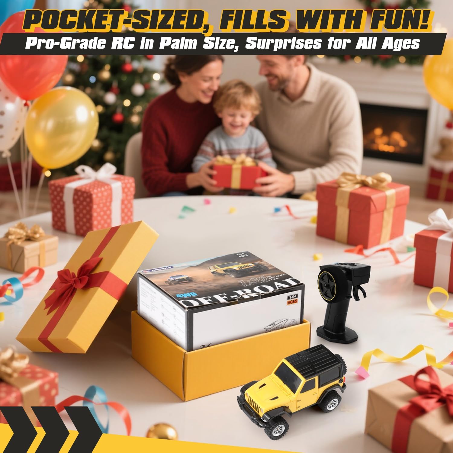[4WD Edition 1/36 Scale Mini RC Crawler Car, Toys for Age 8-14 Old Birthday Gifts, Micro RC Truck 4×4 Small Cars with Off Road Full Proportional RTR 2.4GHz Remote