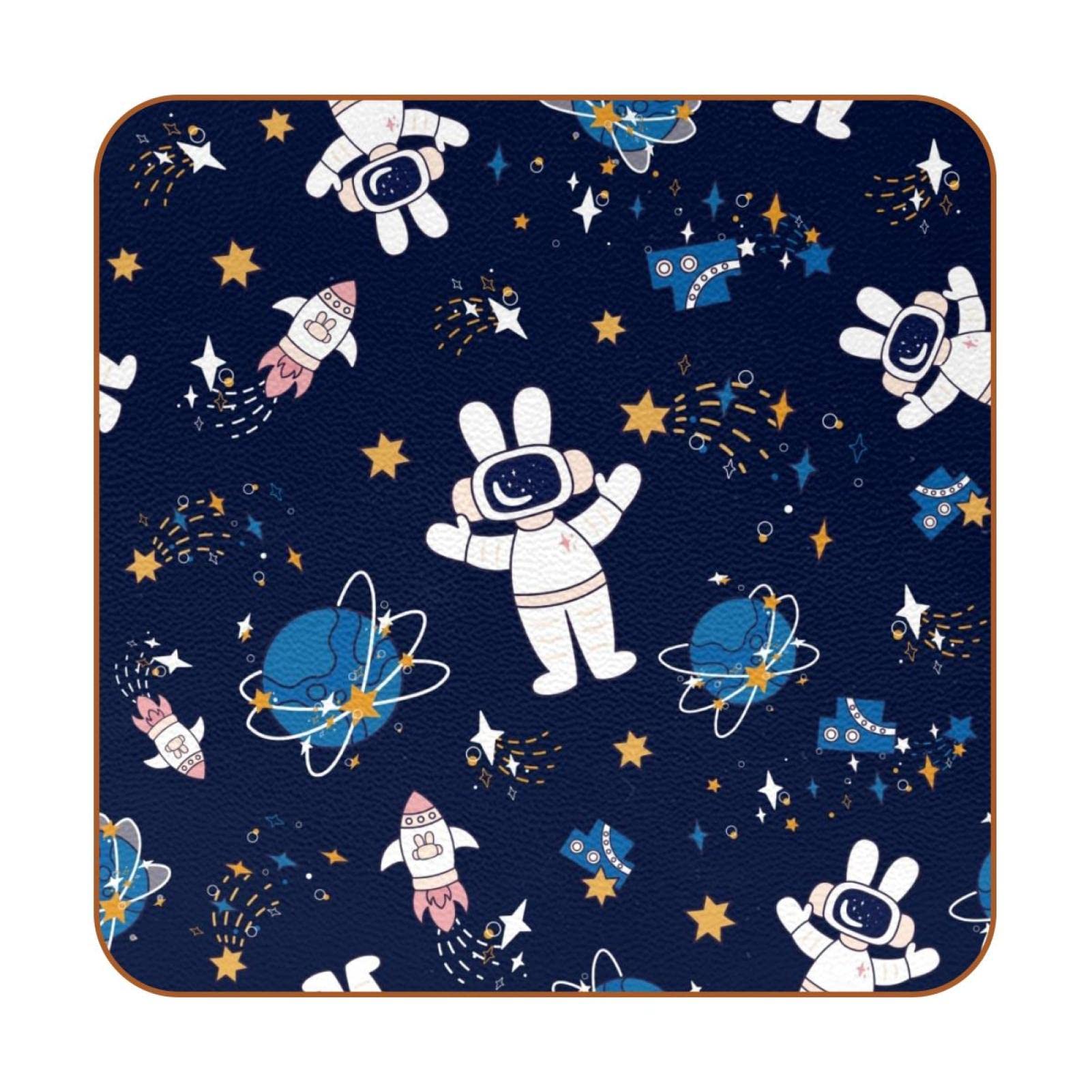 Sous-verres antidérapants carrés protection table motif galaxie faciles à laver