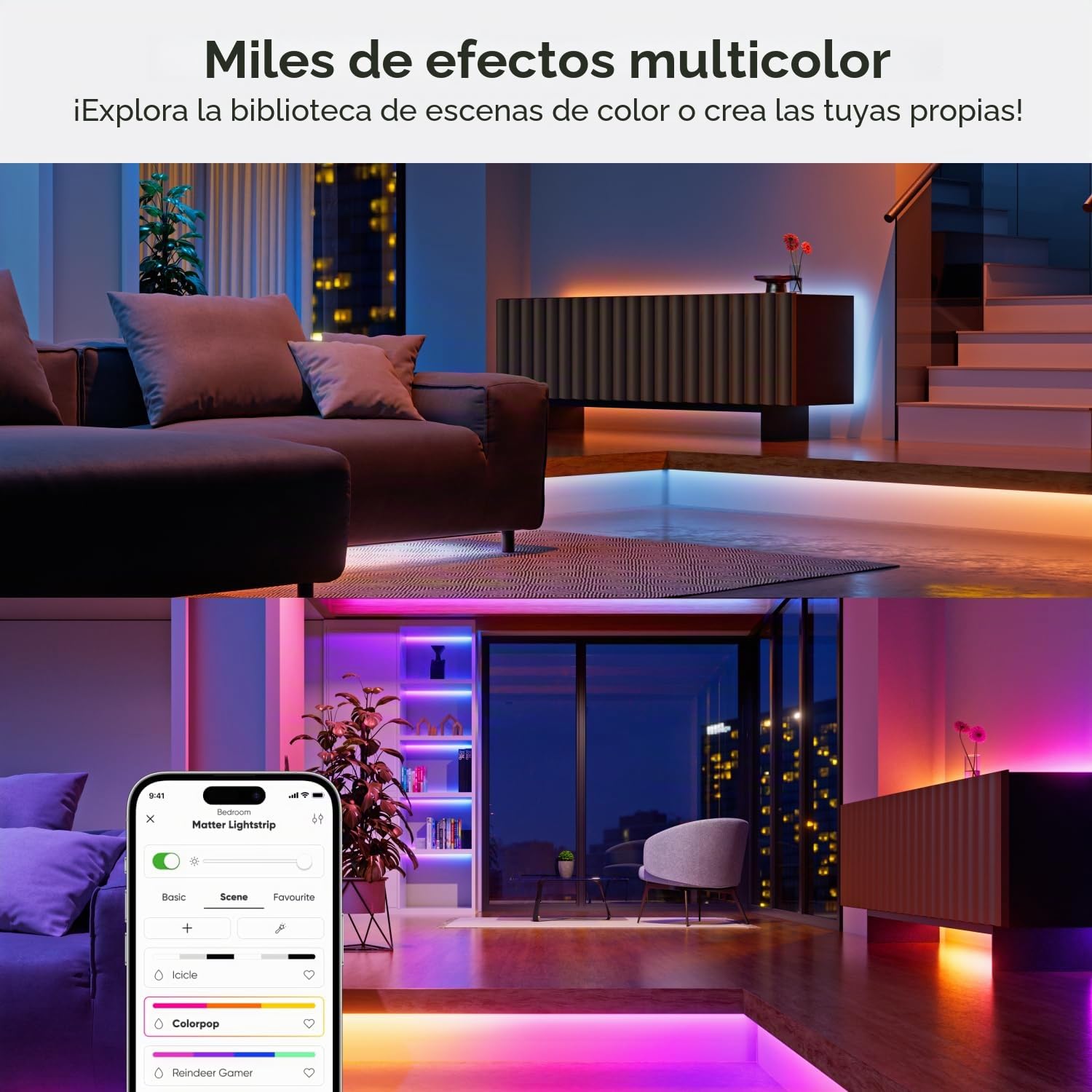 Nanoleaf Luces LED Gradientes 5M Matter Wi-Fi - Smart Sincroniza Música y Pantalla, 300 Direccionables LEDs RGB IC, Tira Recortable, App y Voz Control (Alexa Apple Google Home) Sala Fiesta Gaming