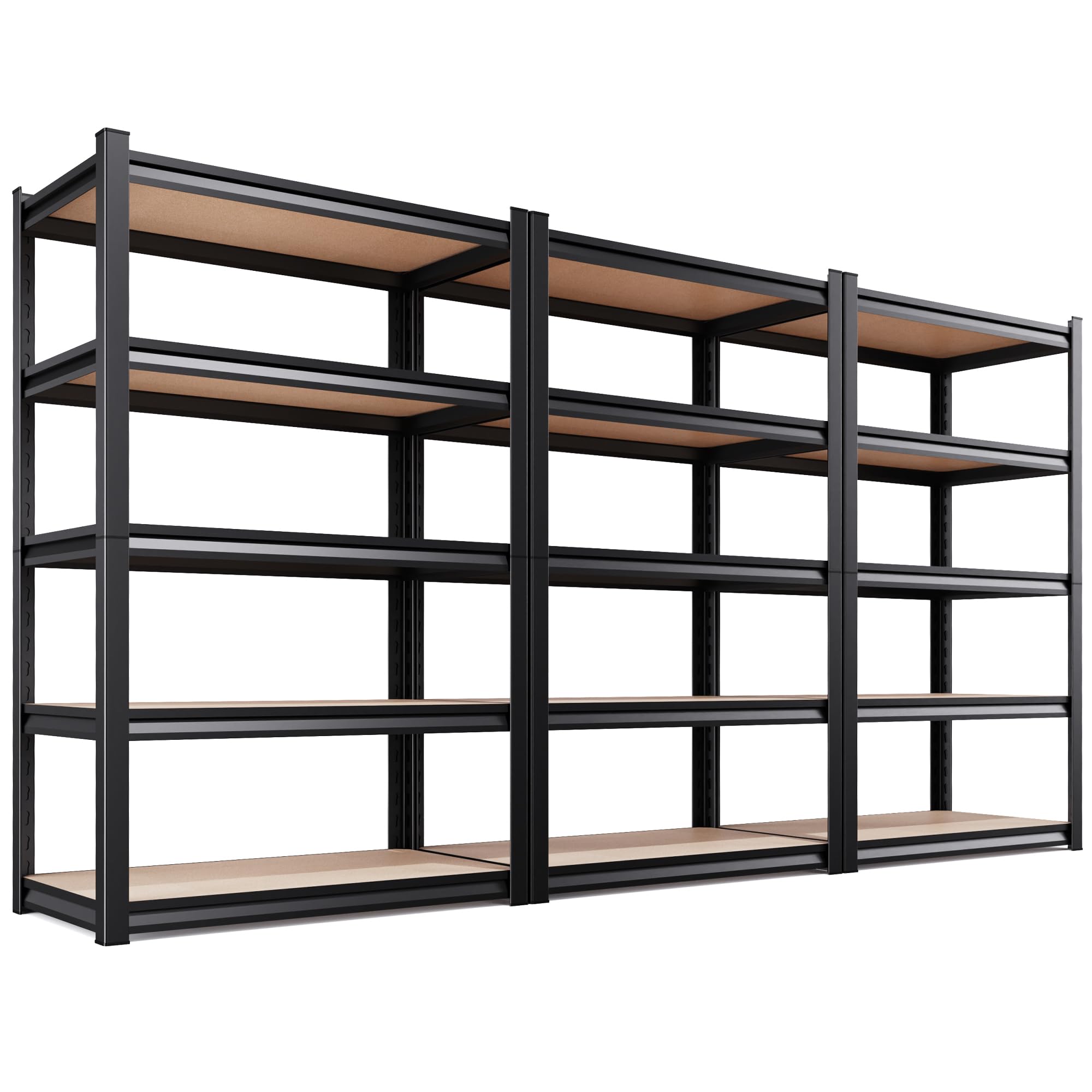 3-Pack Garage Shelving for Large Storage Organization,5-Tier Adjustable Metal Storage Shelves for Tools, Storage Bins &amp; Bulk Items, Utility Shelf for Garage,Pantry &amp; Workshop 78" H x 46" W x 20" D