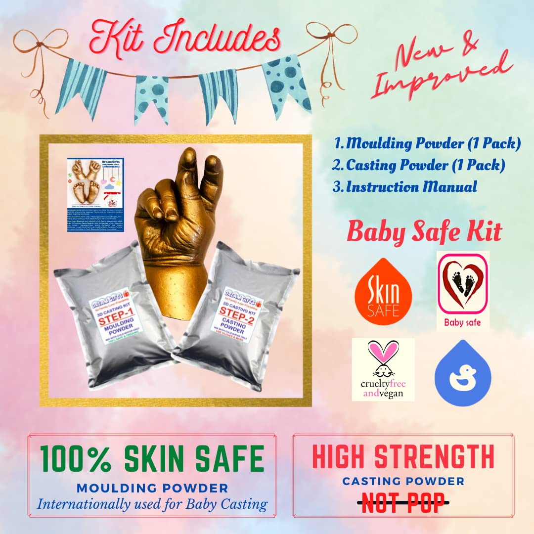 Dream Gifts Baby, Couple, Family Hands & Feet 3D Moulding & Casting Powder Kit | Ideal for Newborns, Toddlers, Kids, Couples, Families, Pet Owners 1