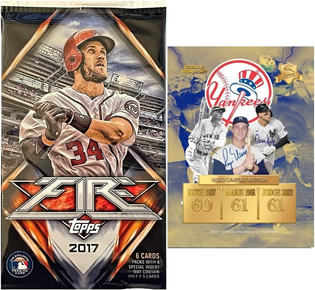 2017 Topps Fire Baseball Factory Sealed HOBBY Pack, Chance for AARON JUDGE and SHOHEI OHTANI Rookie Autograph Cards, Plus Custom JUDGE Card Thumbnail
