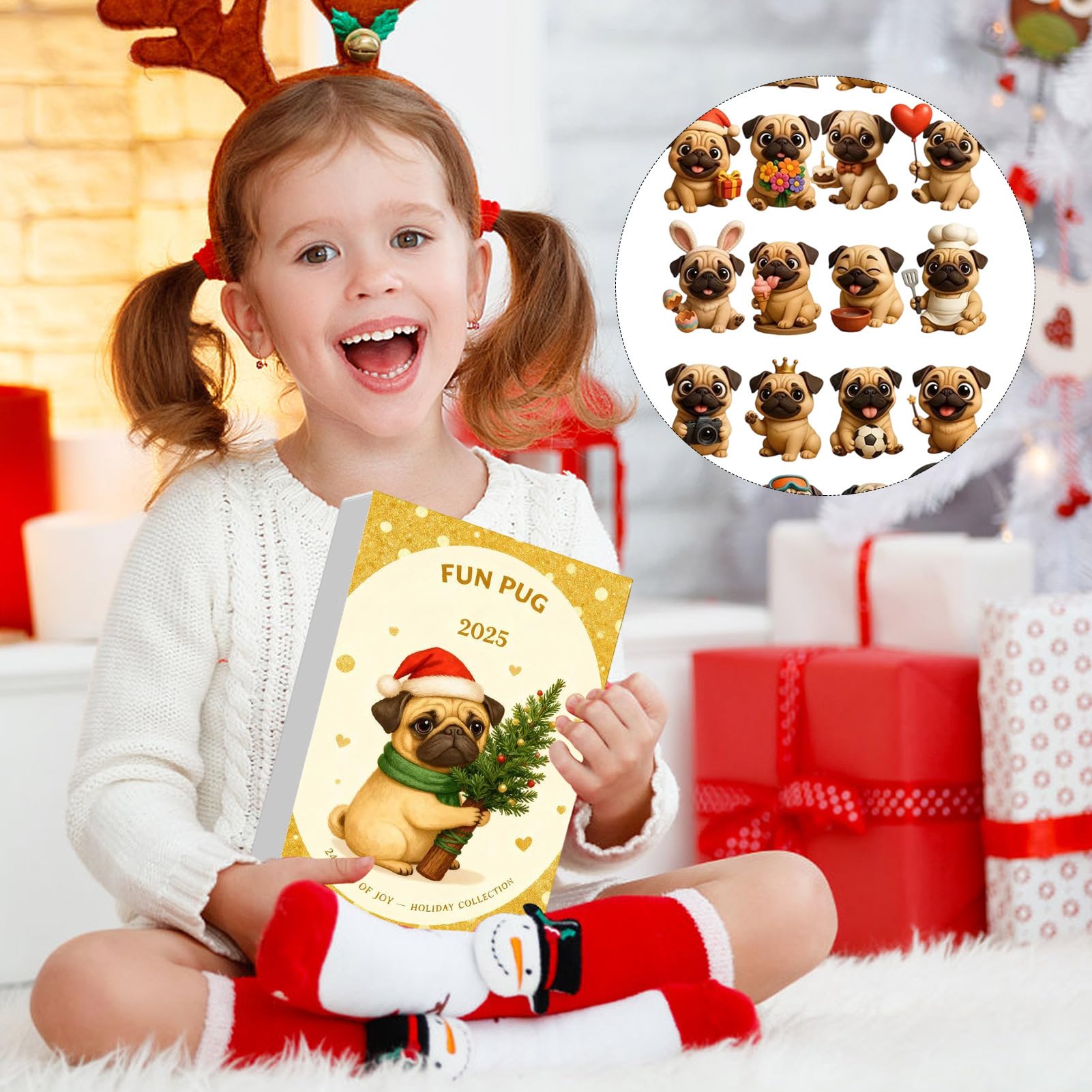 Calendario De Adviento Para Navidad Colgante Plano De Perro 2D Recuerdo | Calendario De Cuenta Atrás De 24 Días Para Niños Hija Sobrina Familia Amigos Estudiantes Estuche Para Lápices Y Mochila