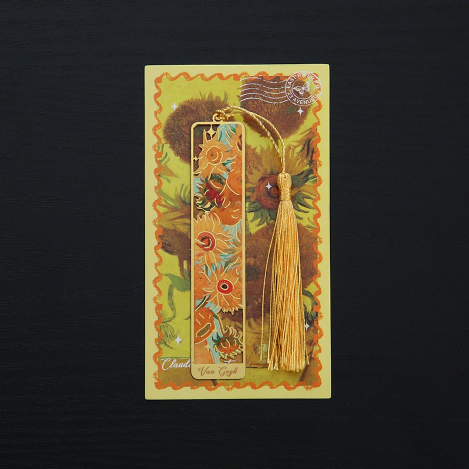 1 Pc Hollow Brass Tassel Bookmark - Van Gogh & Monet Oil Painting Sunflower, Durable Vintage Unisex Bookmark, Decorative Art Accessory, Perfect Graduation/Teacher’s Day Gift for Book Lovers