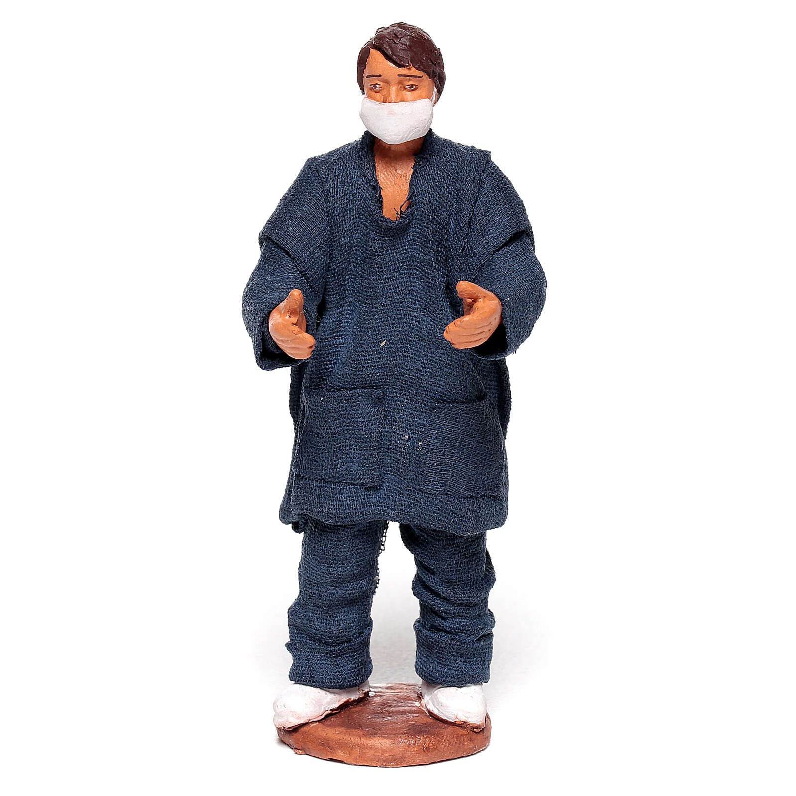 Holyart Presepe Napoletano: Infermiere mascherina presepe napoletano 10 cm terracotta