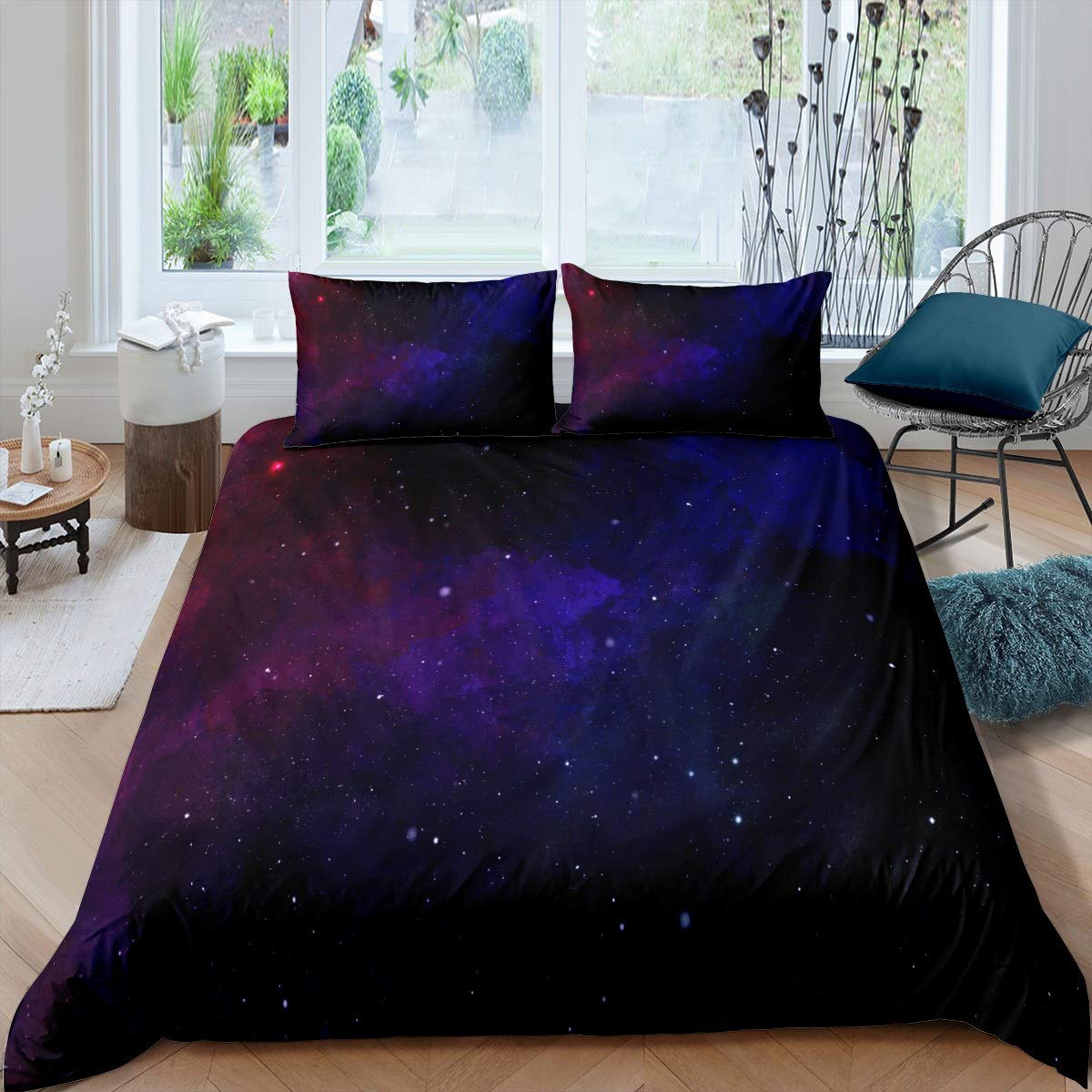 Housse de couette nébuleuse 3 pièces lit double pour garçons et filles