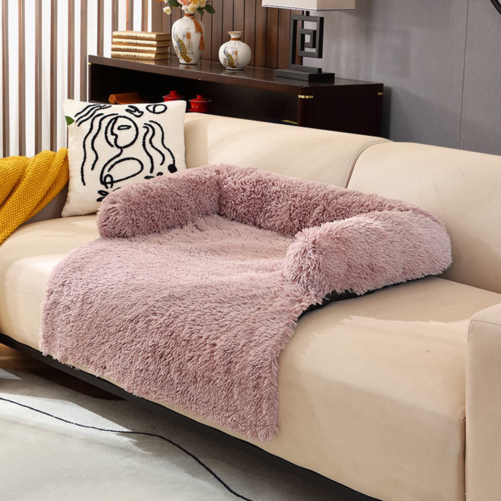 Sofá de Felpa Sofá Cama de Felpa for Camas de Felpa de Invierno Cojín Cama de Felpa Cama for Mascotas for Coche Confort Cálido for Accesorios de Perreras/296(Gradient Gray rounde)