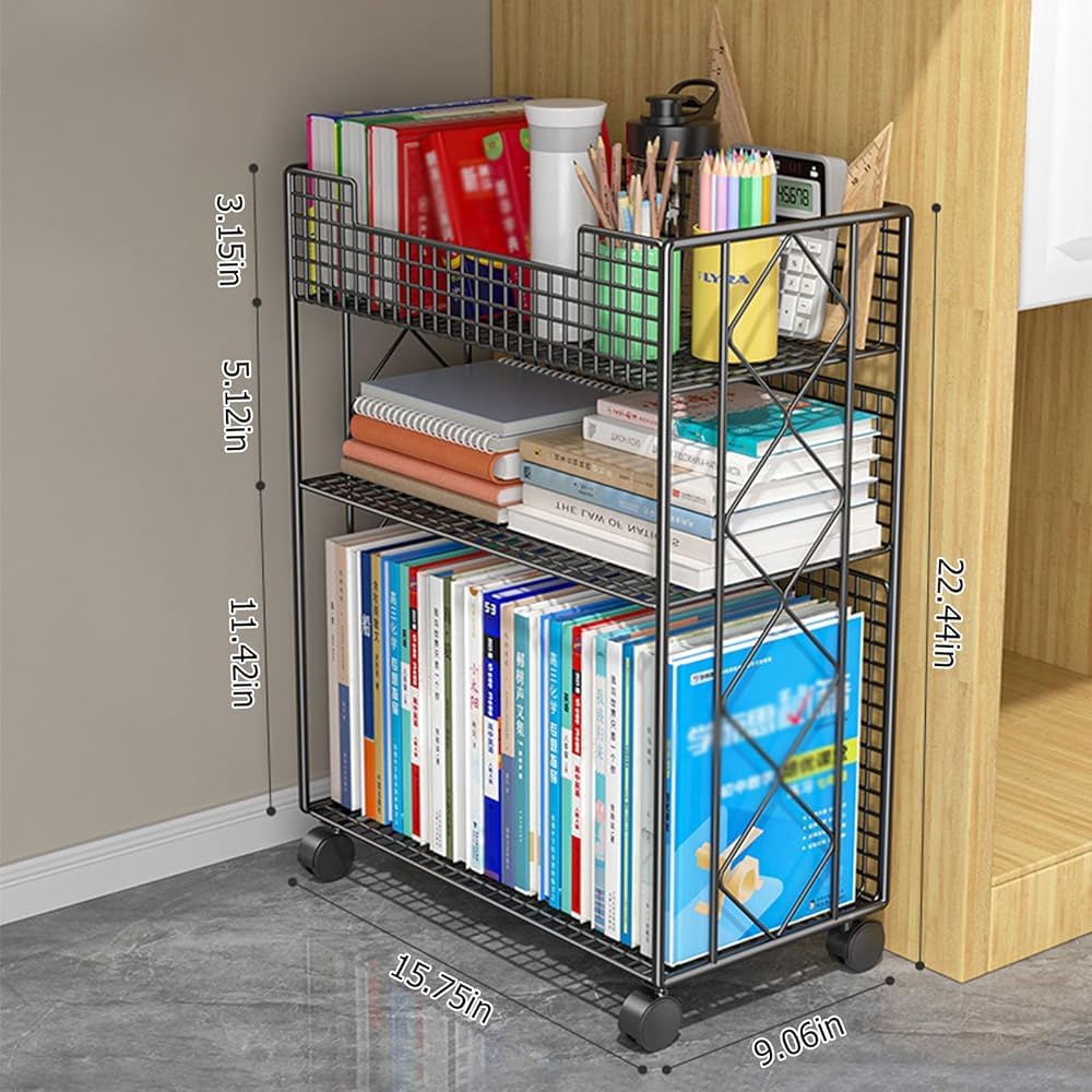 Carrello portadocumenti con ruote bloccabili e cartelle sospese, per casa e ufficio, con 3 cassetti