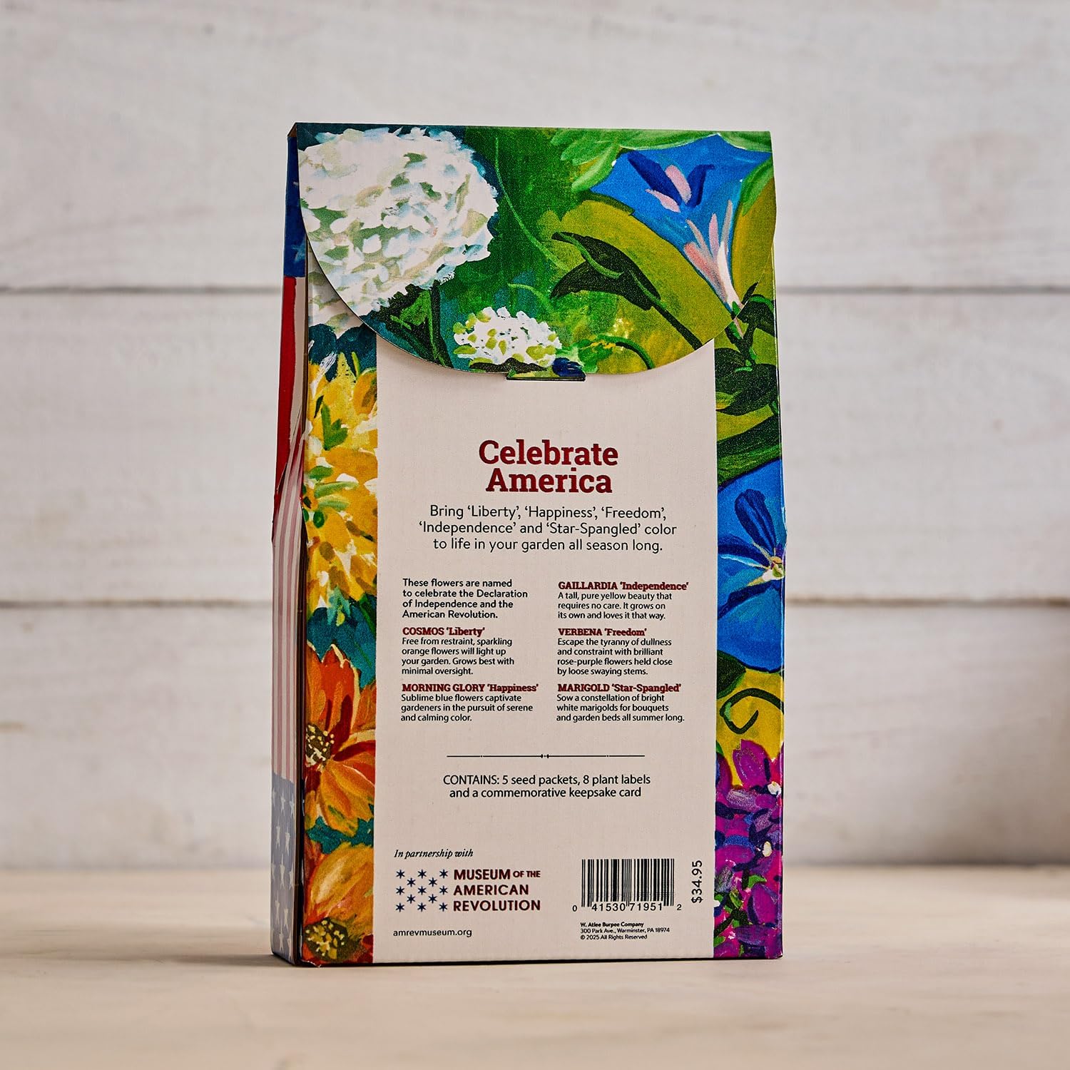 Burpee 'The Declaration Bouquet' Seed Collection – 5 Seed Flower Varieties Celebrating The Declaration of Independence and The American Revolution with Plant Labels & a Commemorative Keepsake Card