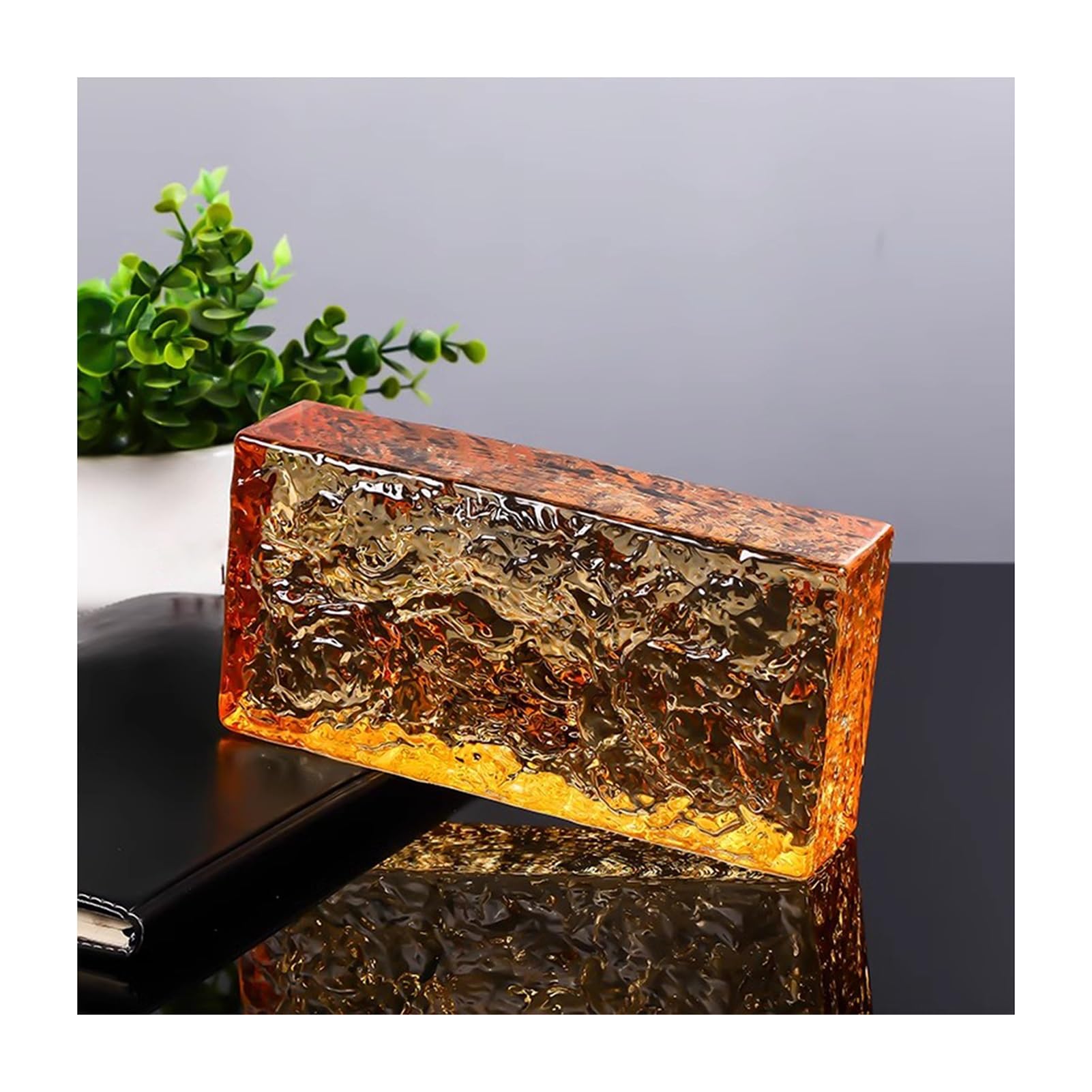 ladrillos de vidrio de proceso, Bloques de vidrio de cristal, 7,8 x 3,9 x 1,9 pulgadas, multicolor(Orange)