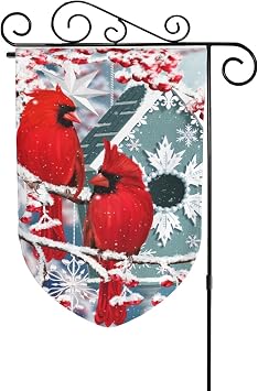 Tree Red Bird Garden Flag 12.5x18 Inch Double Sided Vertical Decoration Cardinal on Snow Covered Branches Yard Small Flag for Outside Holiday Seasonal Outdoor