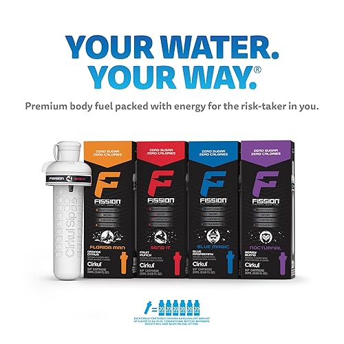 Miniatura 3 de Cirkul Kit de inicio de botella de agua de plástico de 22 onzas con tapa negra, 4 cartuchos de sabor de mezcla de bebida energética, cero calorías y