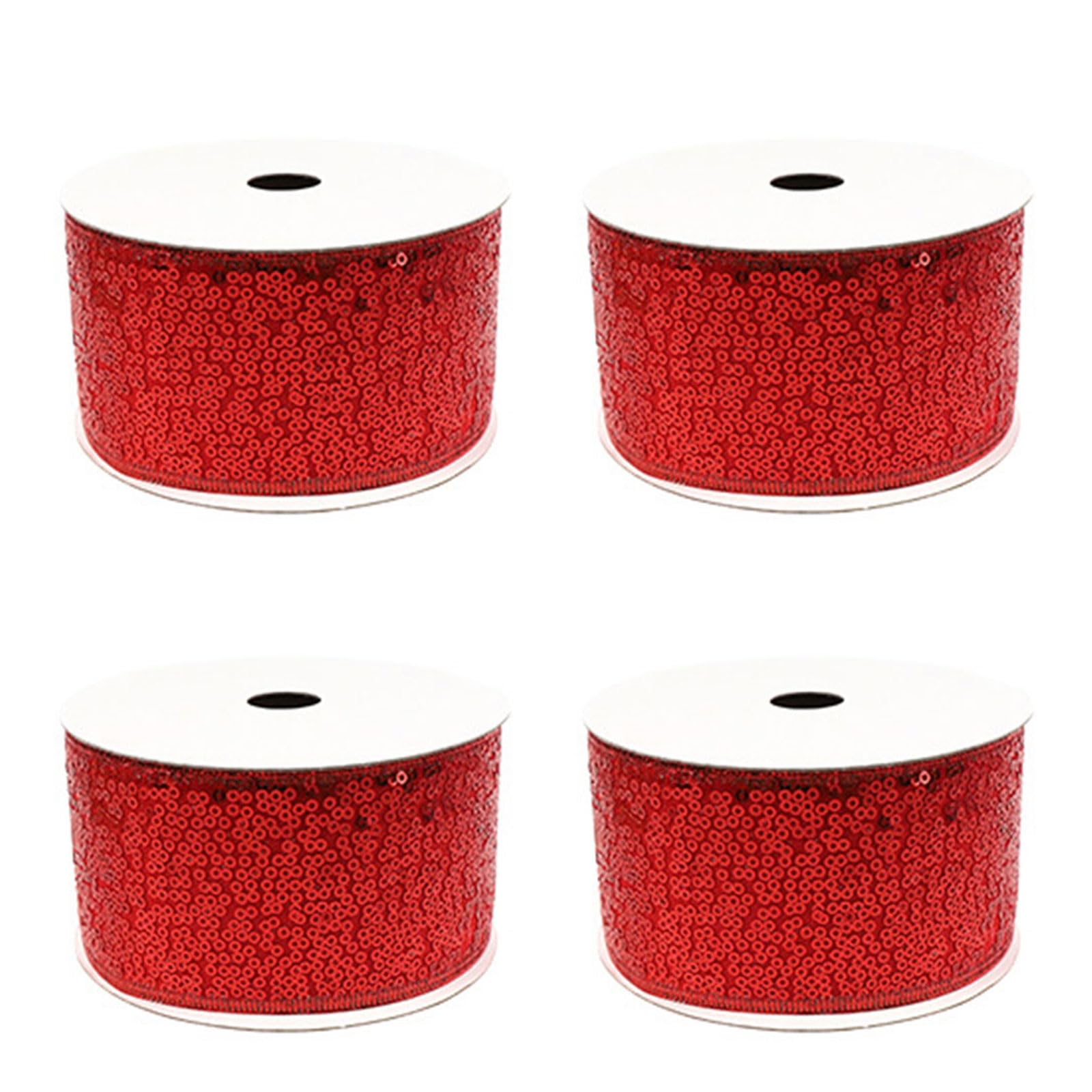 Carotoe C Arotoe 4 Rolls Soft Omfortable Hristmas Ribbons Olorful Sequins Silk Ribbon For Wedding Party Holiday Decoration Supplies Tree Ornament