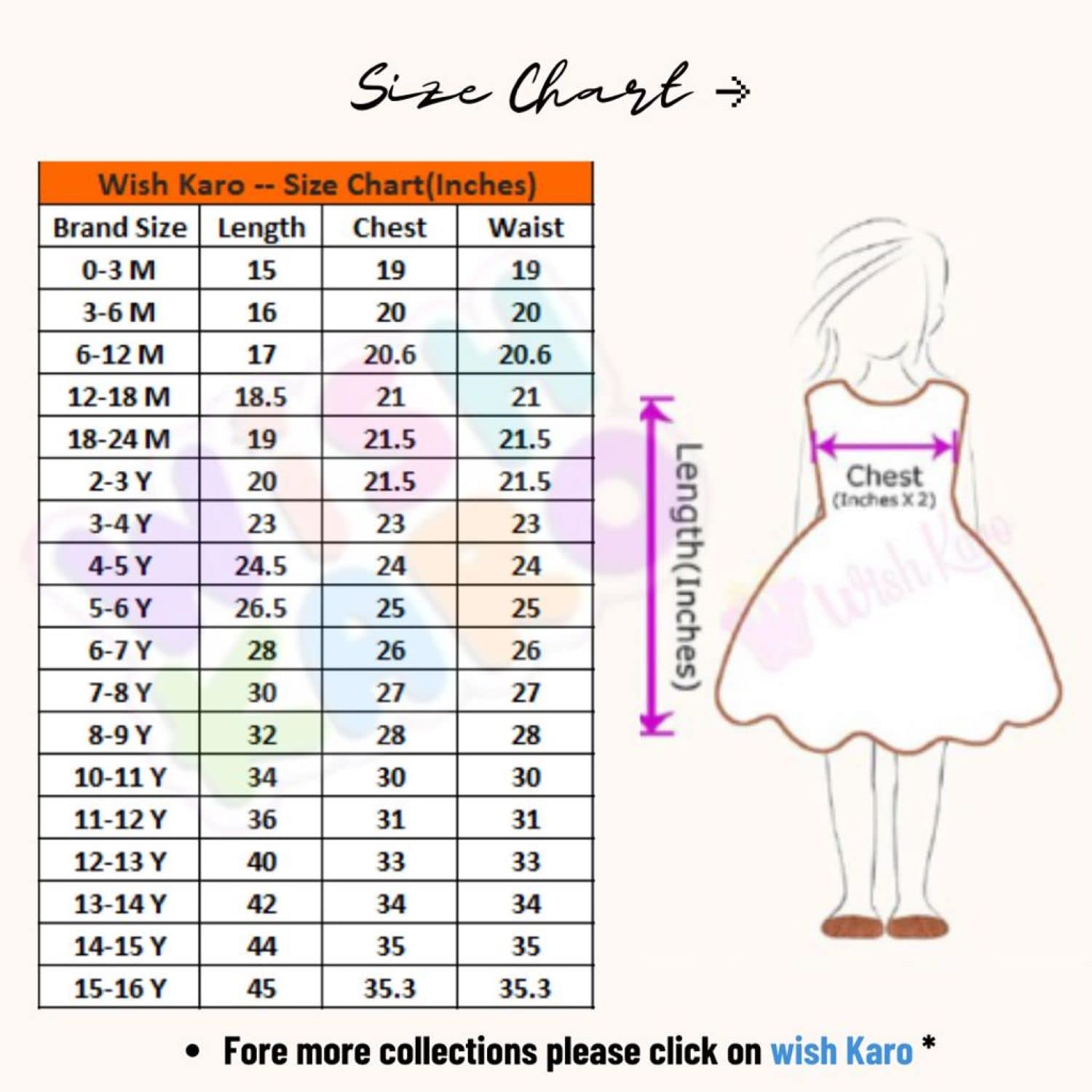 Wish Karo Girls Wear Frock Dress Georgette (fe85RLorg_Peach_9-12mths) 4