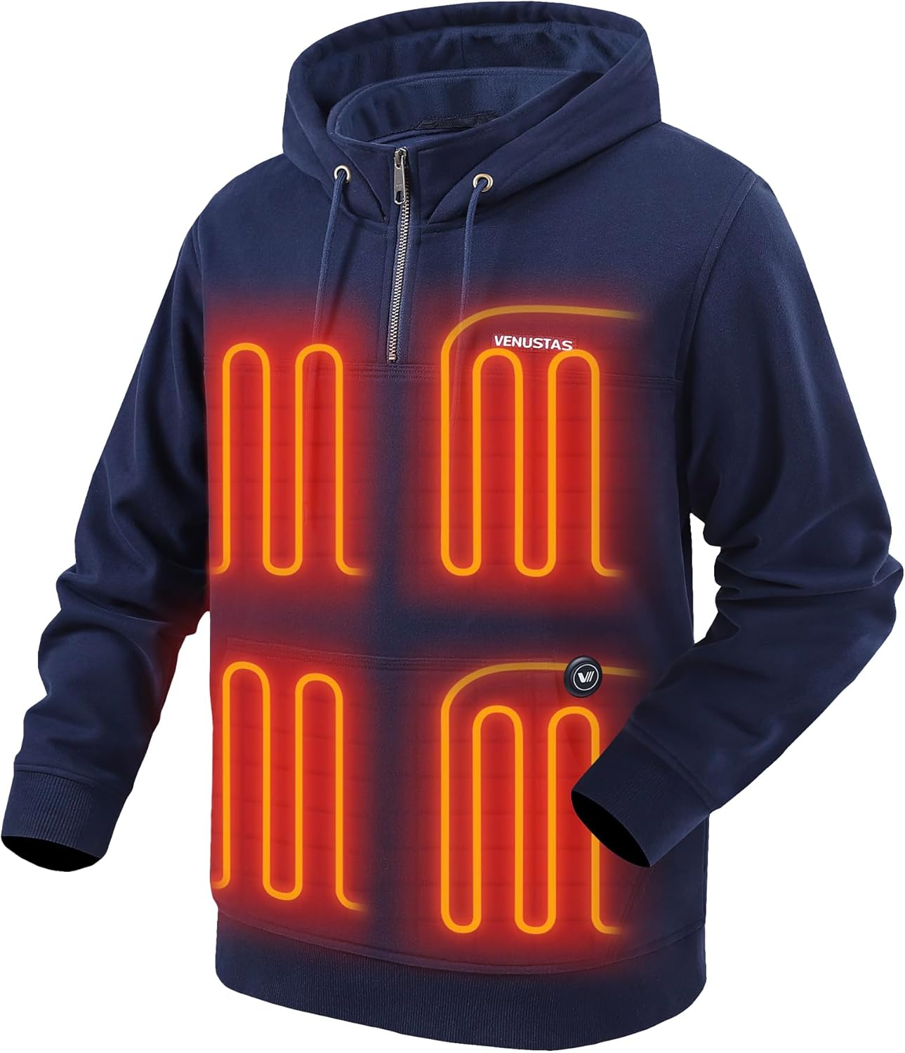 Venustas Unisex Heated Hoodie with Battery, Quarter-Zip Pullover Sweatshirt with 6 Heating Zones for Men & Women