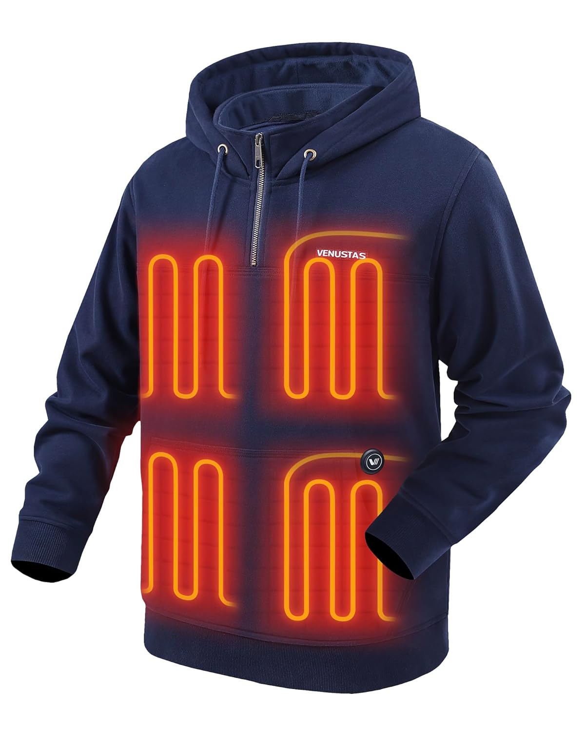 Venustas Unisex Heated Hoodie with Battery Quarter-Zip Pullover Sweatshirt with 6 Heating Zones for Men Women