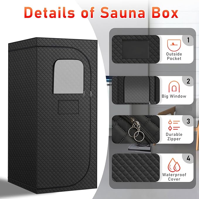 Sauna Infrarroja Portátil con Terapia de Luz Roja y Silla Plegable miniatura 7
