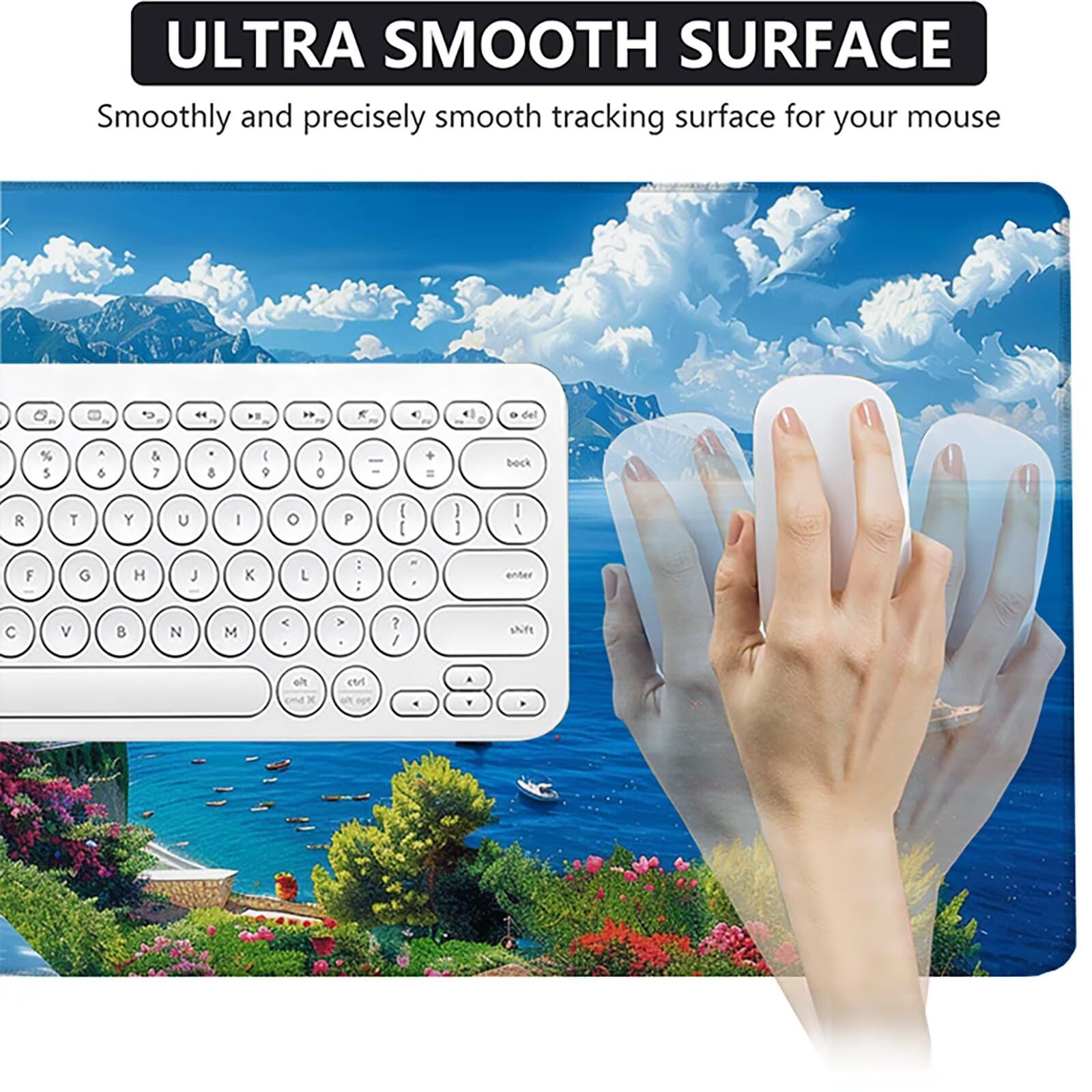 Paisaje Alfombrilla Ratón Gaming XXL 1500x800 mm, Alfombrilla Gaming Azul Mousepad con Base de Goma Antideslizante, Impermeable Desk Mat para Teclado y Raton, Accesorios Gaming, Regalos de Hombre 5-B
