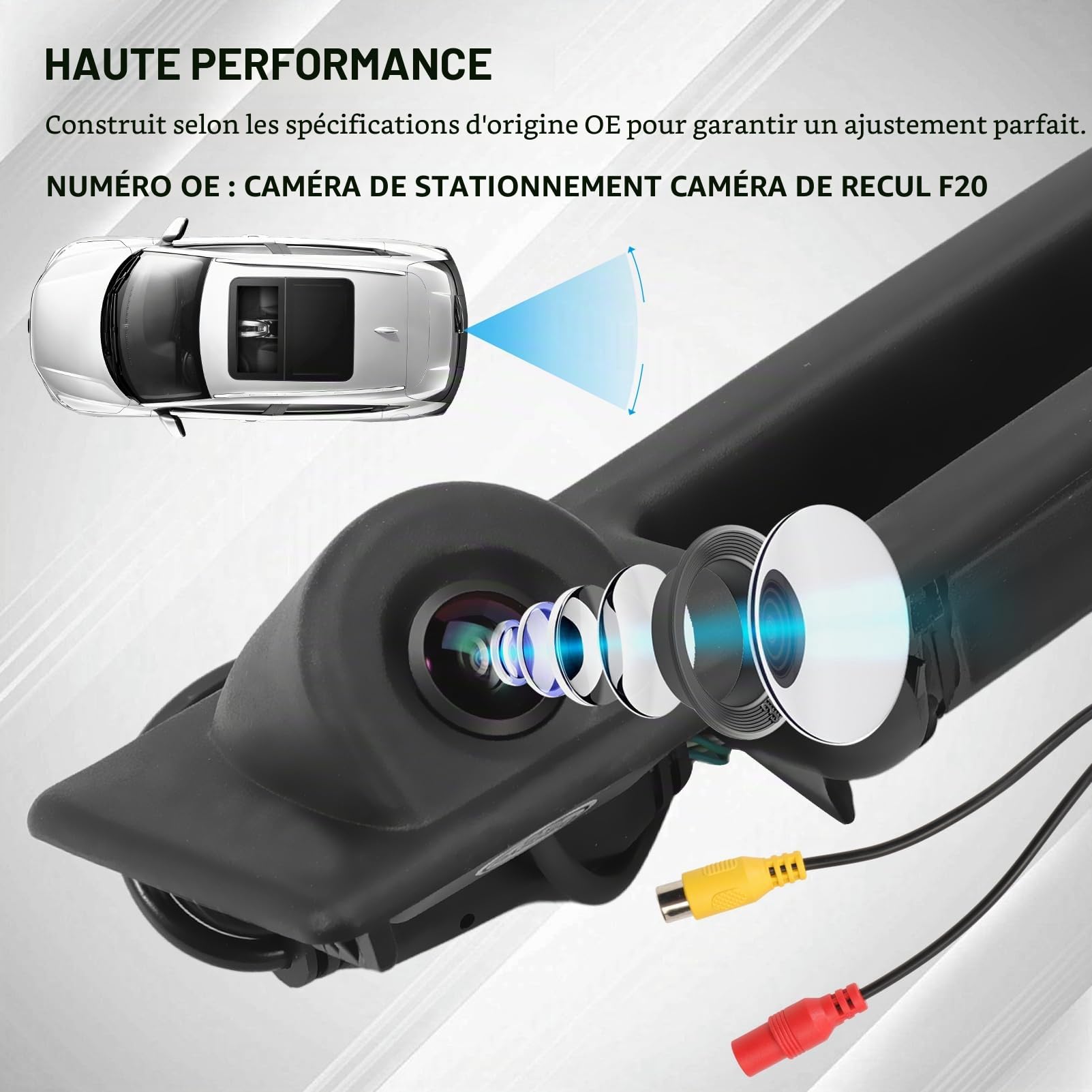 Caméra de recul HD 1080P pour F20-F23, F45-46, F87, F82, F25, F10-11, F07-06, 12-17 ans. Grand angle de 0°, vision nocturne, étanche IP68