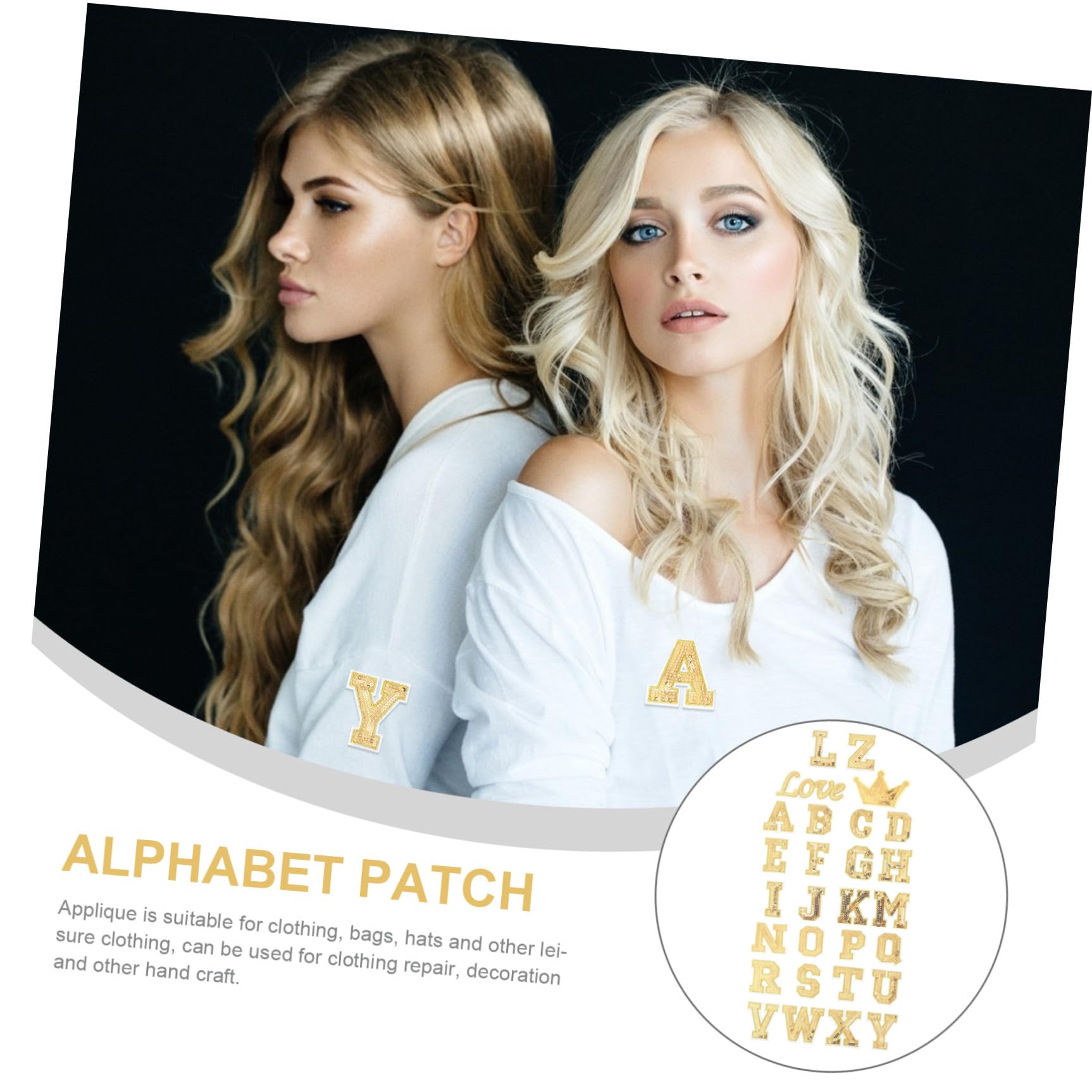 EXCEART 112pezzi Toppe Termoadesive Paillettes Oro Con Lettere Alfabeto Per Decorare Abbigliamento e Accessori Per e Riparazioni