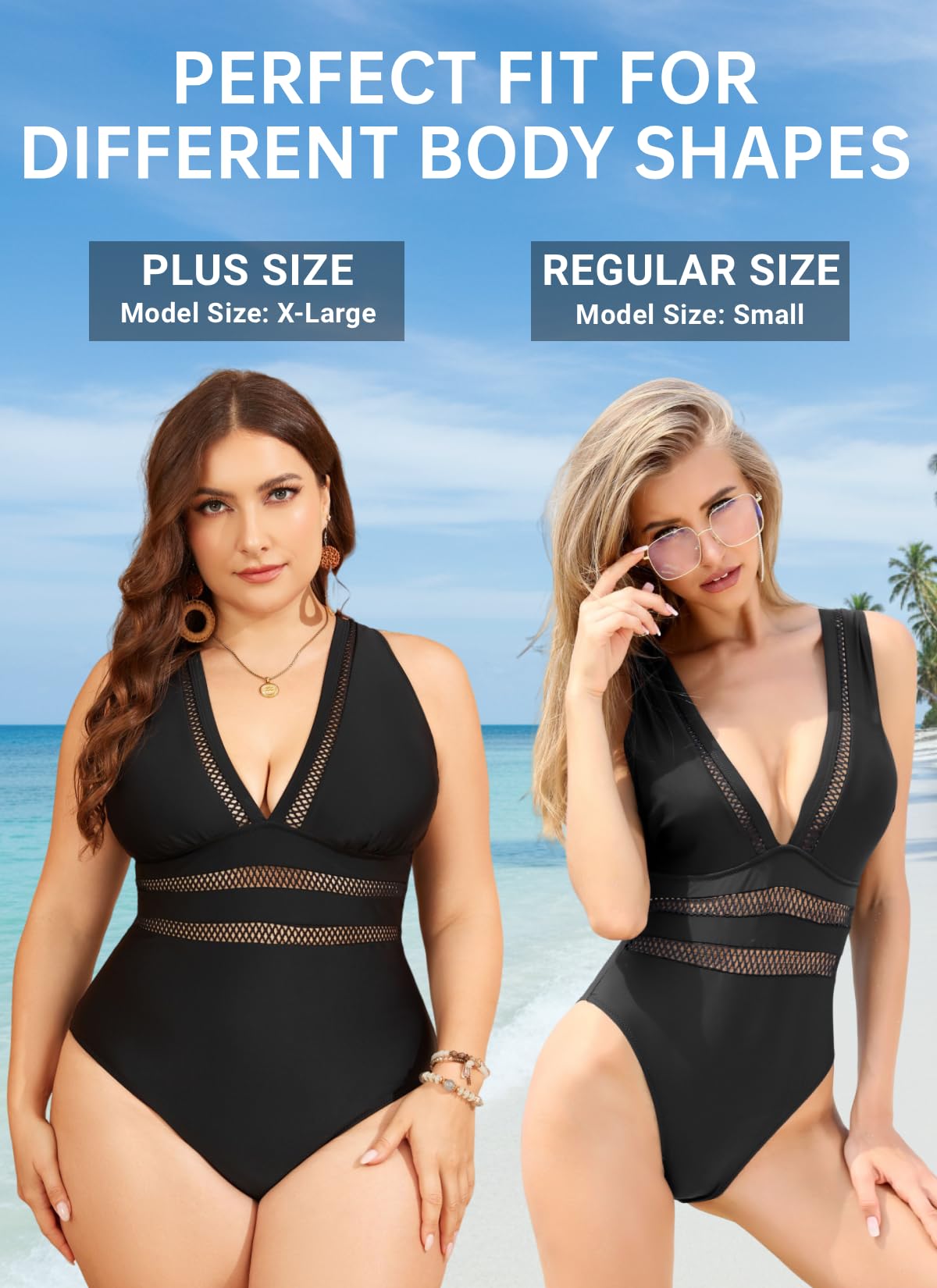 Tempt Me Women Sexy One Piece Swimsuits Deep V Neck Bathing Suits Plunge Hollow Out Swimwear: Medium Black