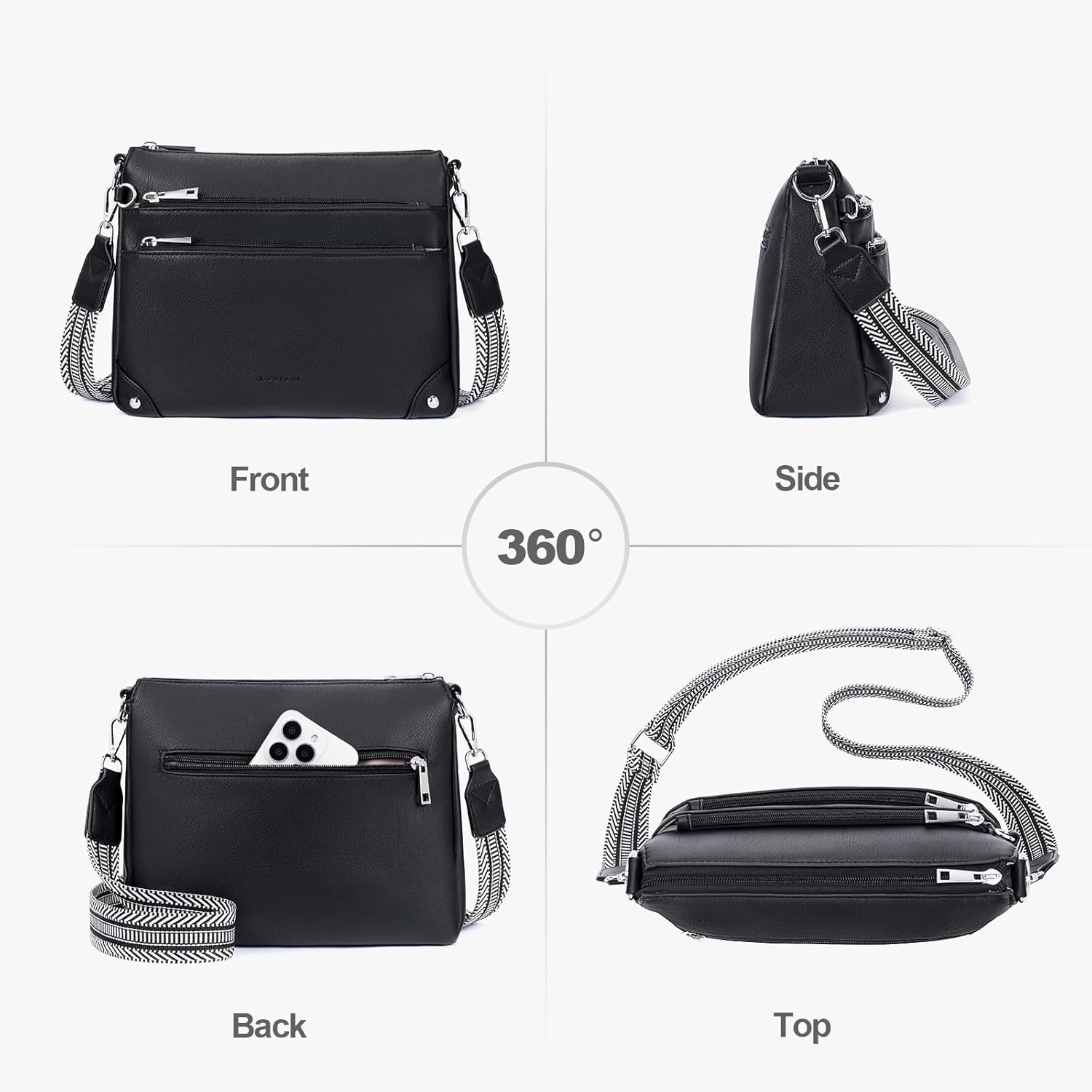 Crossbody Bags for Women Rfid Travel Crossbody Purses Leather Handbags Medium Shoulder bag with Adjustable Strap - Image 6