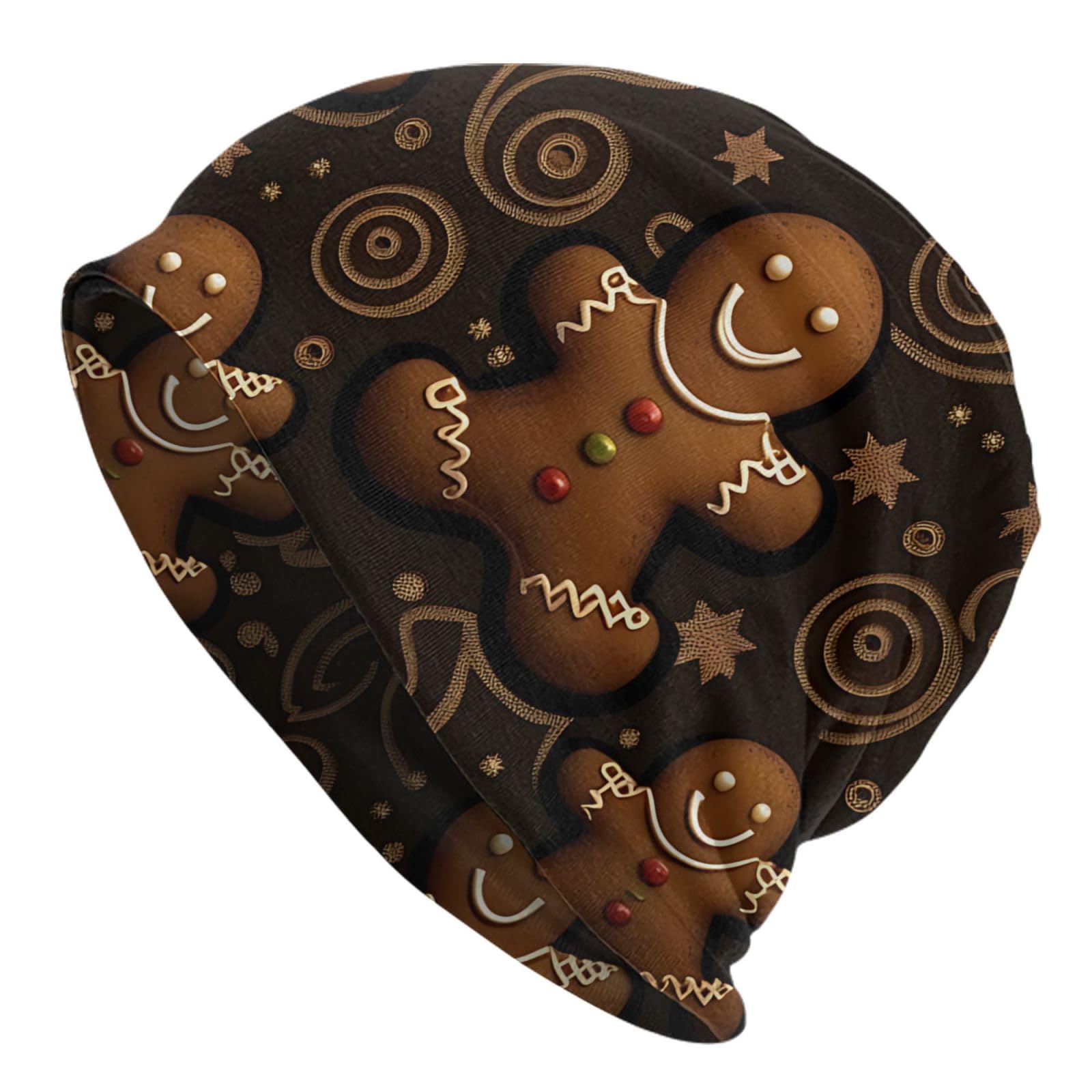 Zerosevenee Unisex Christmas Gingerbread Pattern (3) Christmas Gingerbreads Candy Slouchy Beanie Hats Sleep Cap Nightcap Turban Chemo Cap Men Women Headwear