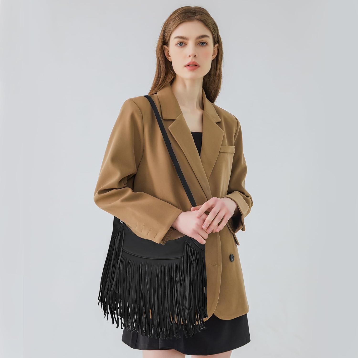 Fringe Hobo Bags for Women Vintage Suede Crossbody Bag Hippie Western Cowgirl Purses Tassel Shoulder Bag - Image 2