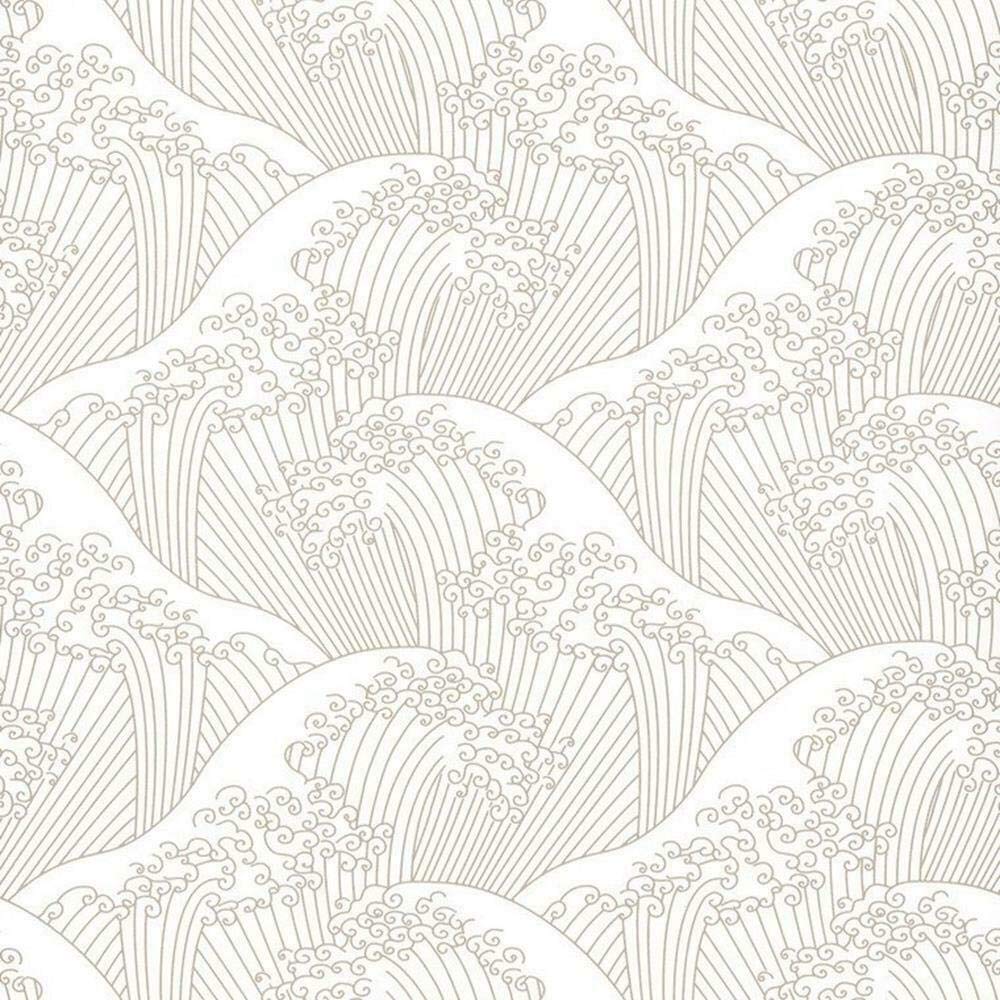 100381515 - Hanami Ocean Rolling Waves Beige Casadeco Wallpaper