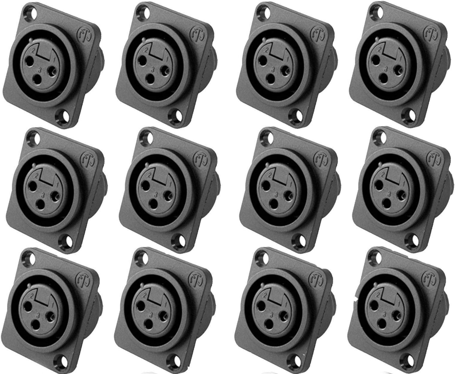 Neutrik 12 Pack Female 3-Pin XLR Mic Connector, NC3FPP