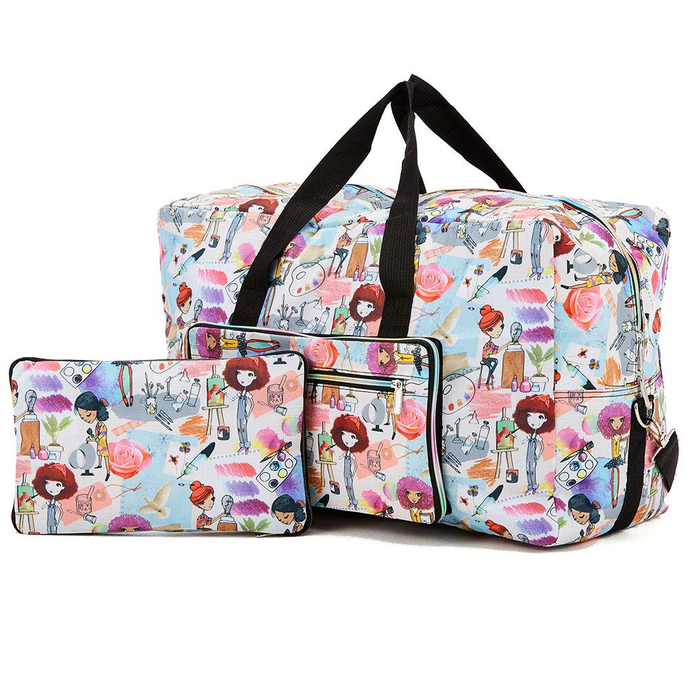 Arxus Grande Borsone Pieghevole da Borsone da Trasporto con Borsa da Viaggio e Tracolla (Ragazza che Dipinge)