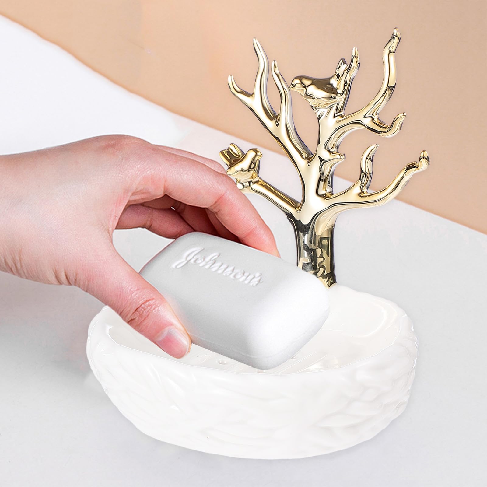 Vassoio Portasapone in Ceramica Bianco Drenaggio Creativo per Bagno e Casa, Mantiene Sapone Asciutto e Pulito Design Elegante e Funzionale